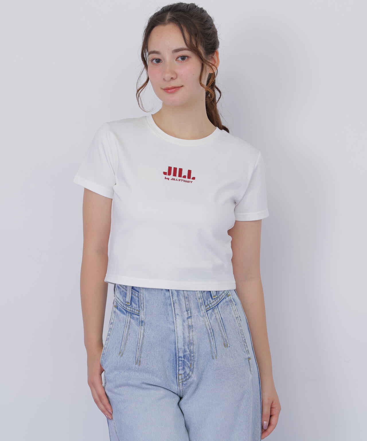 ショート丈刺繍ロゴTシャツオーガニックコットン