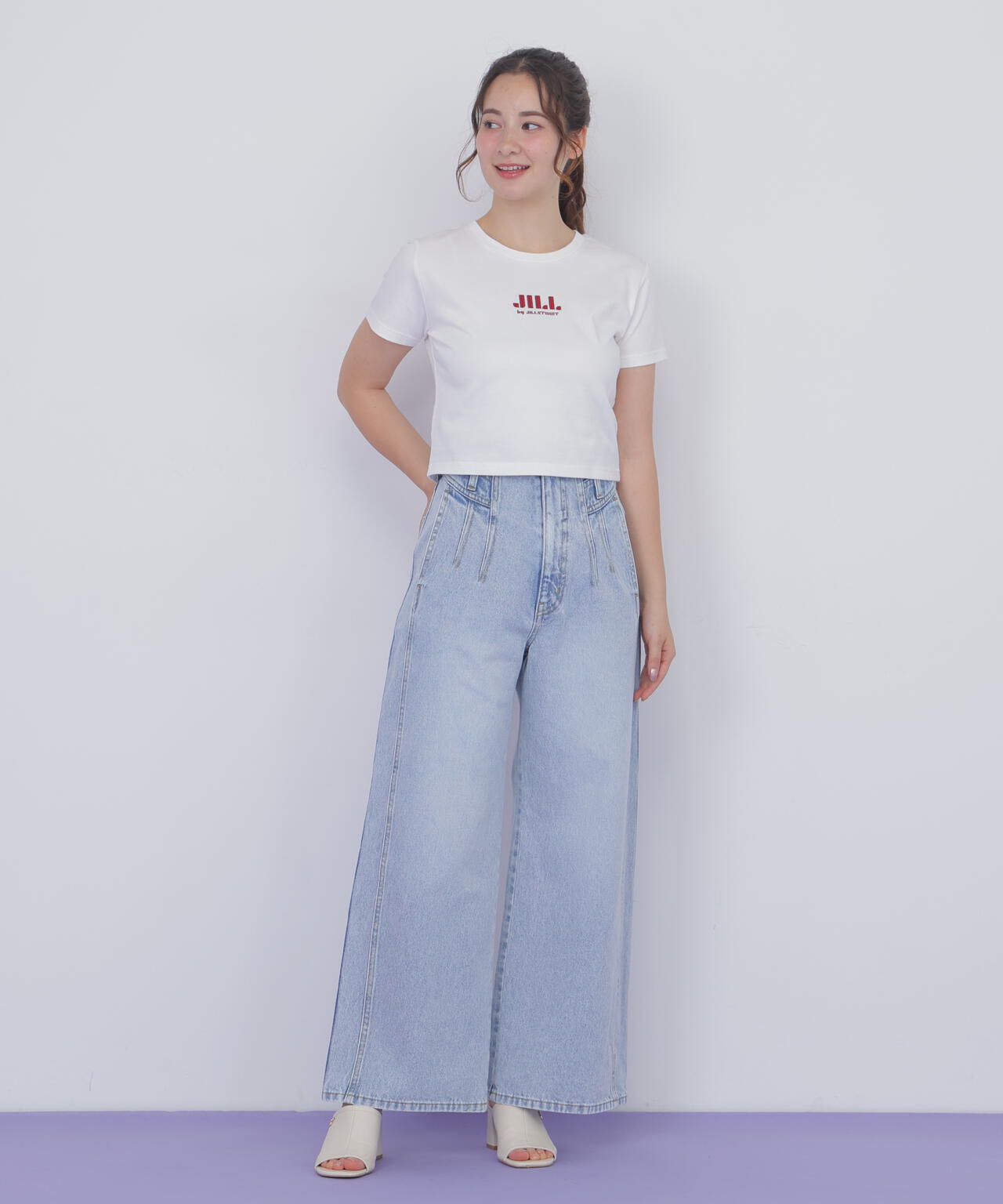 ショート丈刺繍ロゴTシャツオーガニックコットン