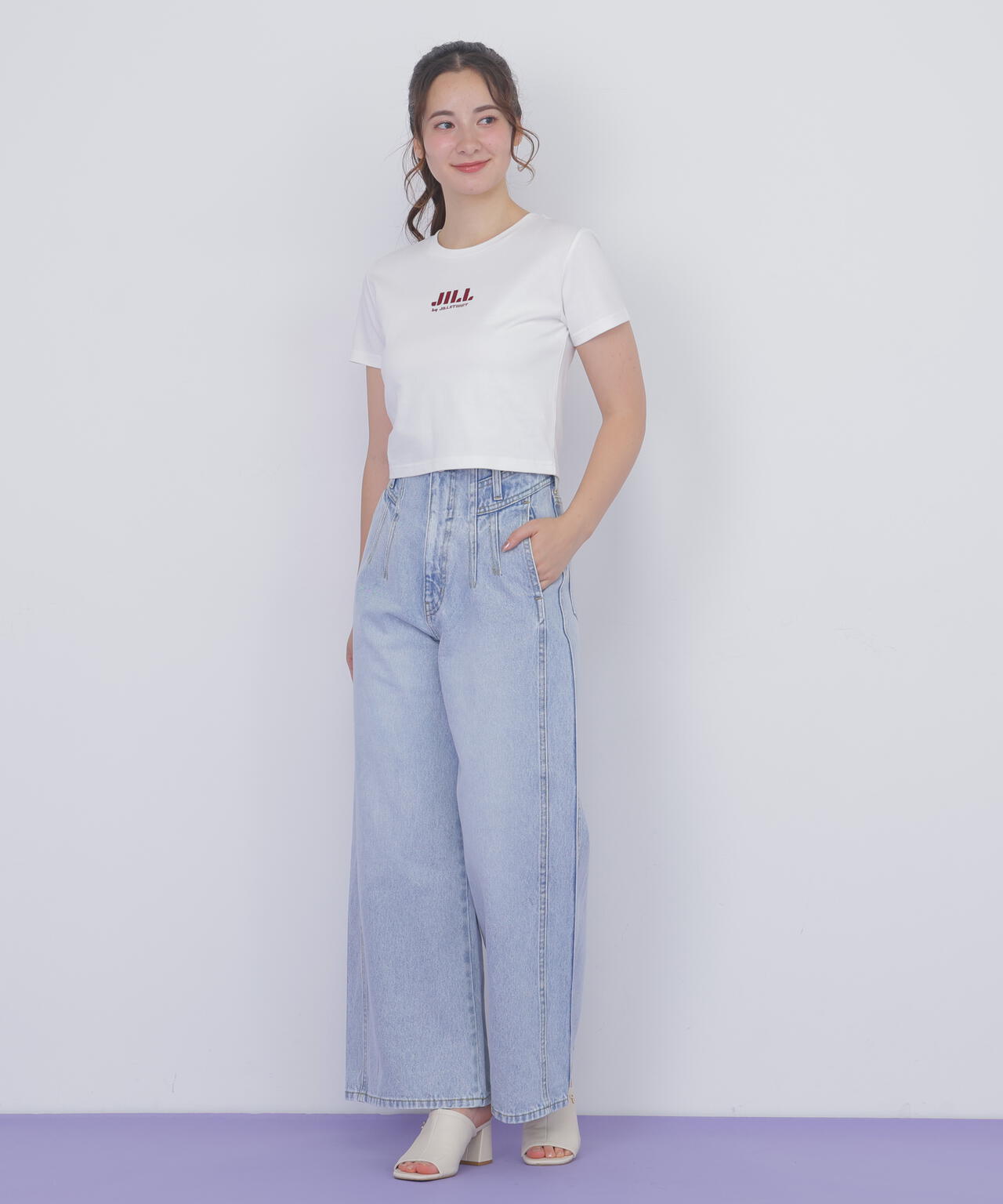 ショート丈刺繍ロゴTシャツオーガニックコットン