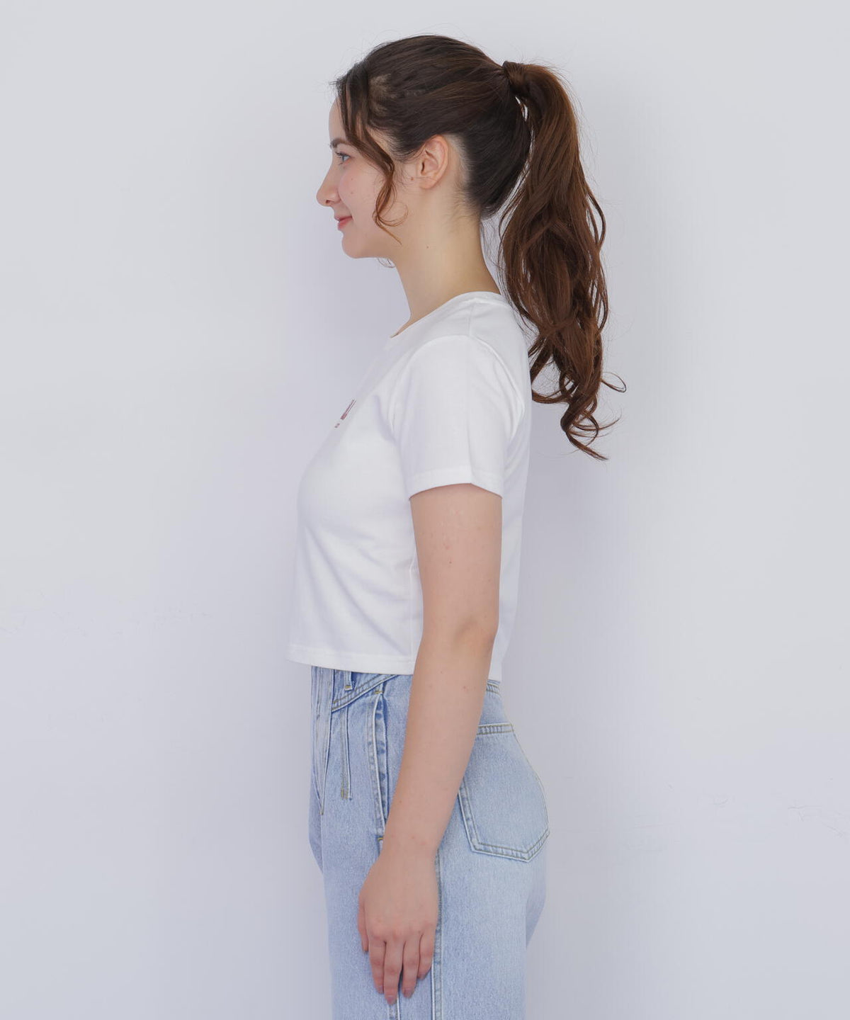 ショート丈刺繍ロゴTシャツオーガニックコットン