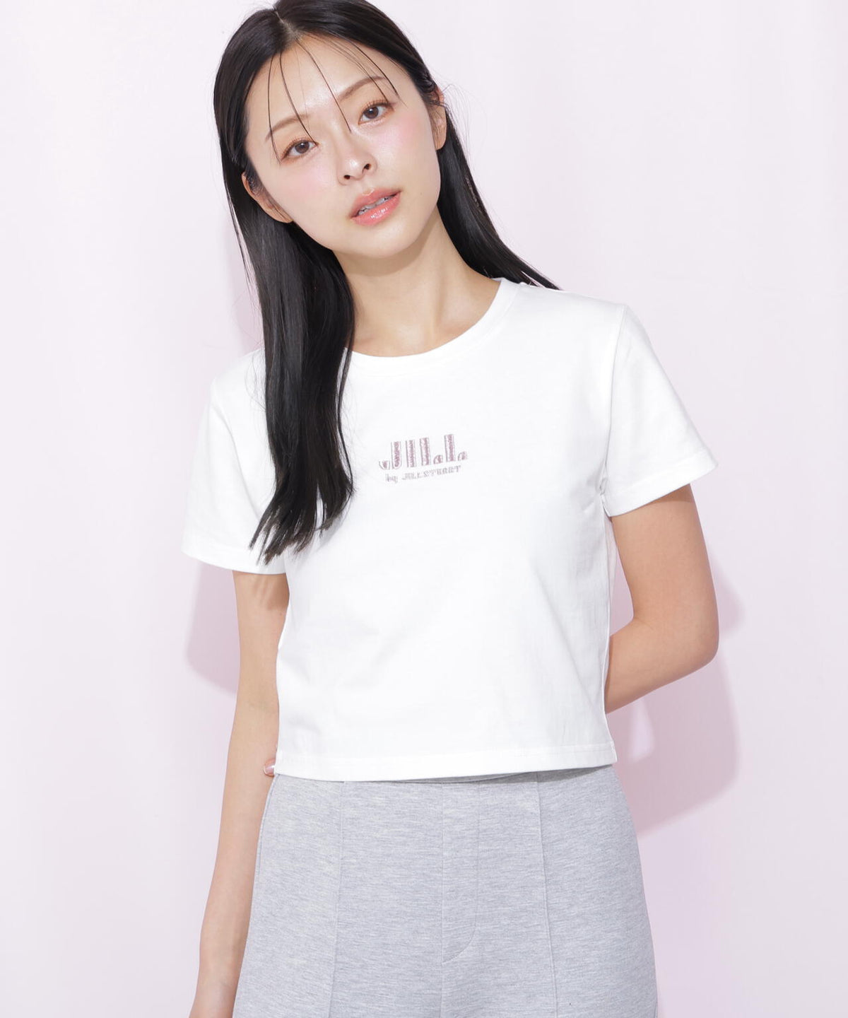 ショート丈刺繍ロゴTシャツオーガニックコットン