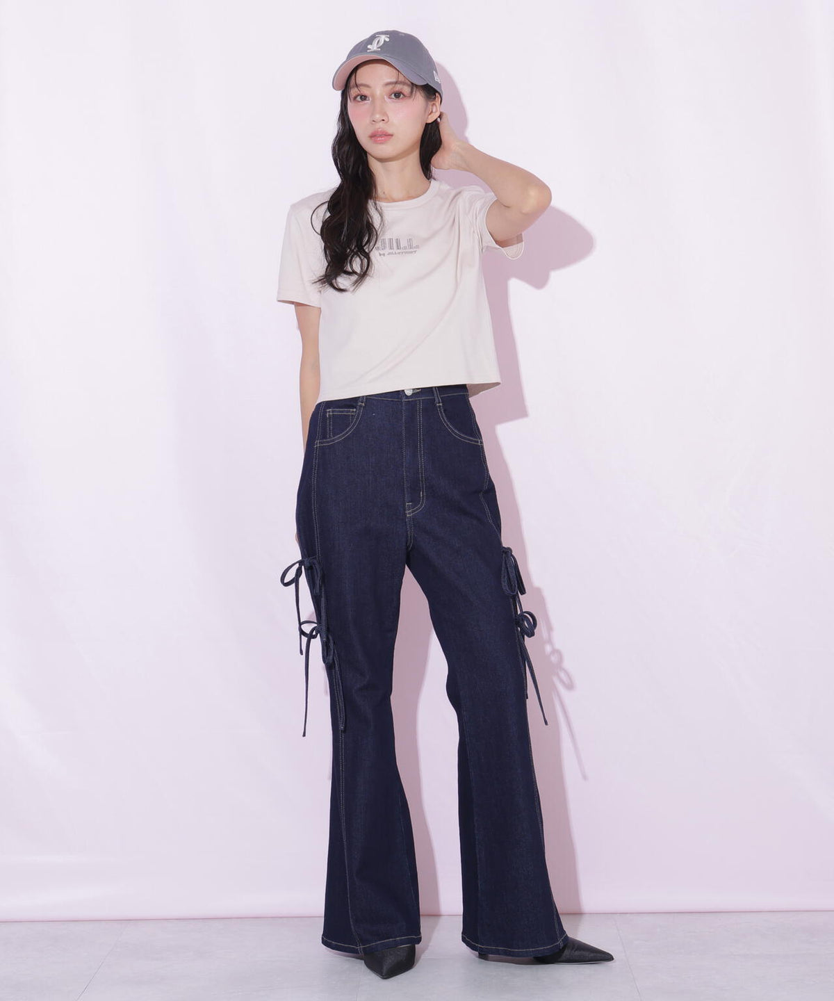 ショート丈刺繍ロゴTシャツオーガニックコットン