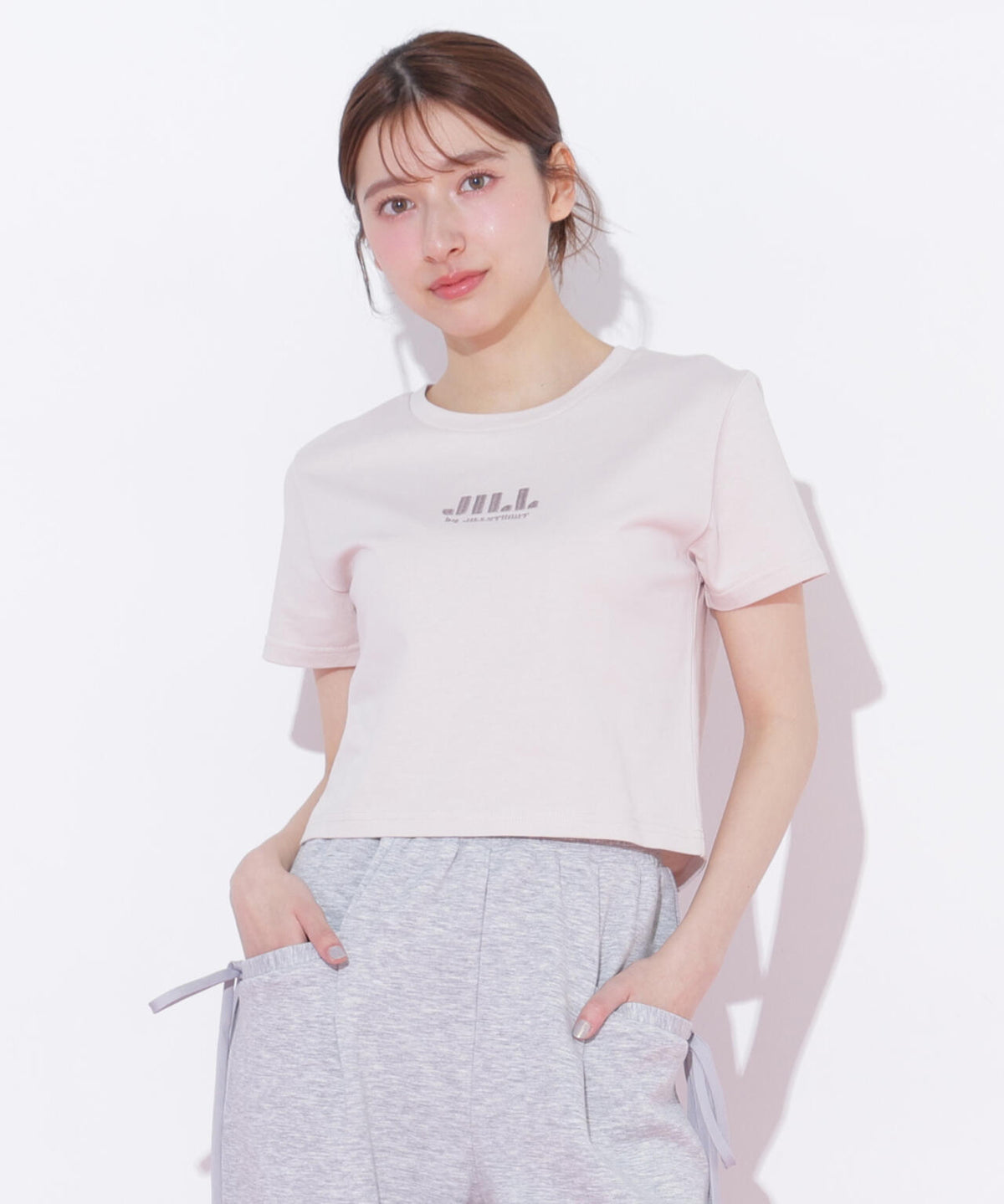 ショート丈刺繍ロゴTシャツオーガニックコットン