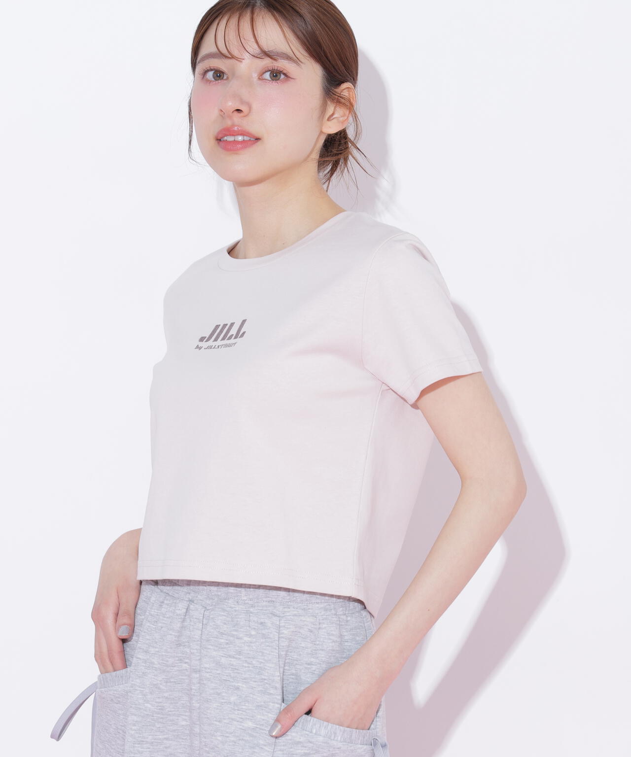 ショート丈刺繍ロゴTシャツオーガニックコットン