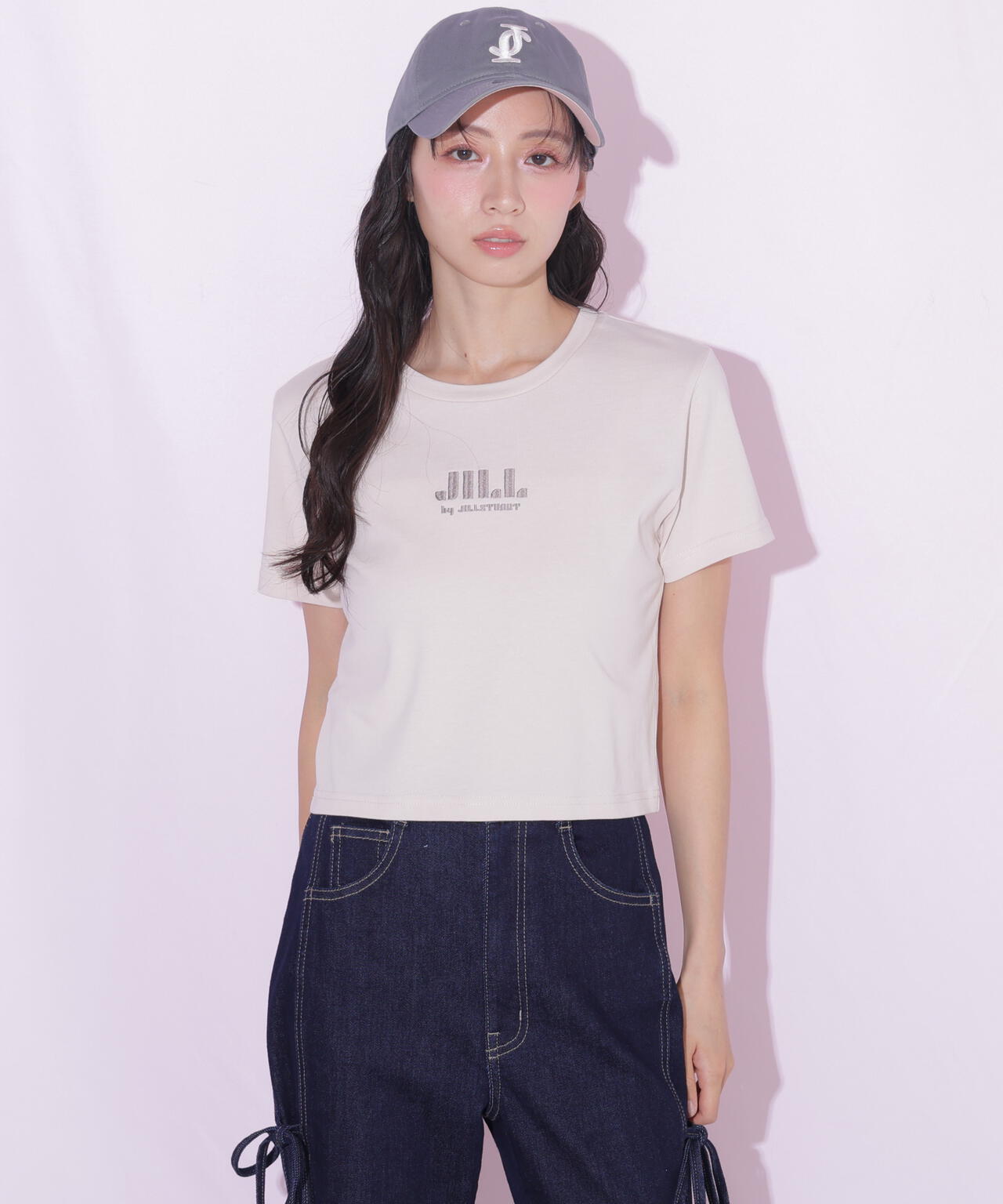 ショート丈刺繍ロゴTシャツオーガニックコットン
