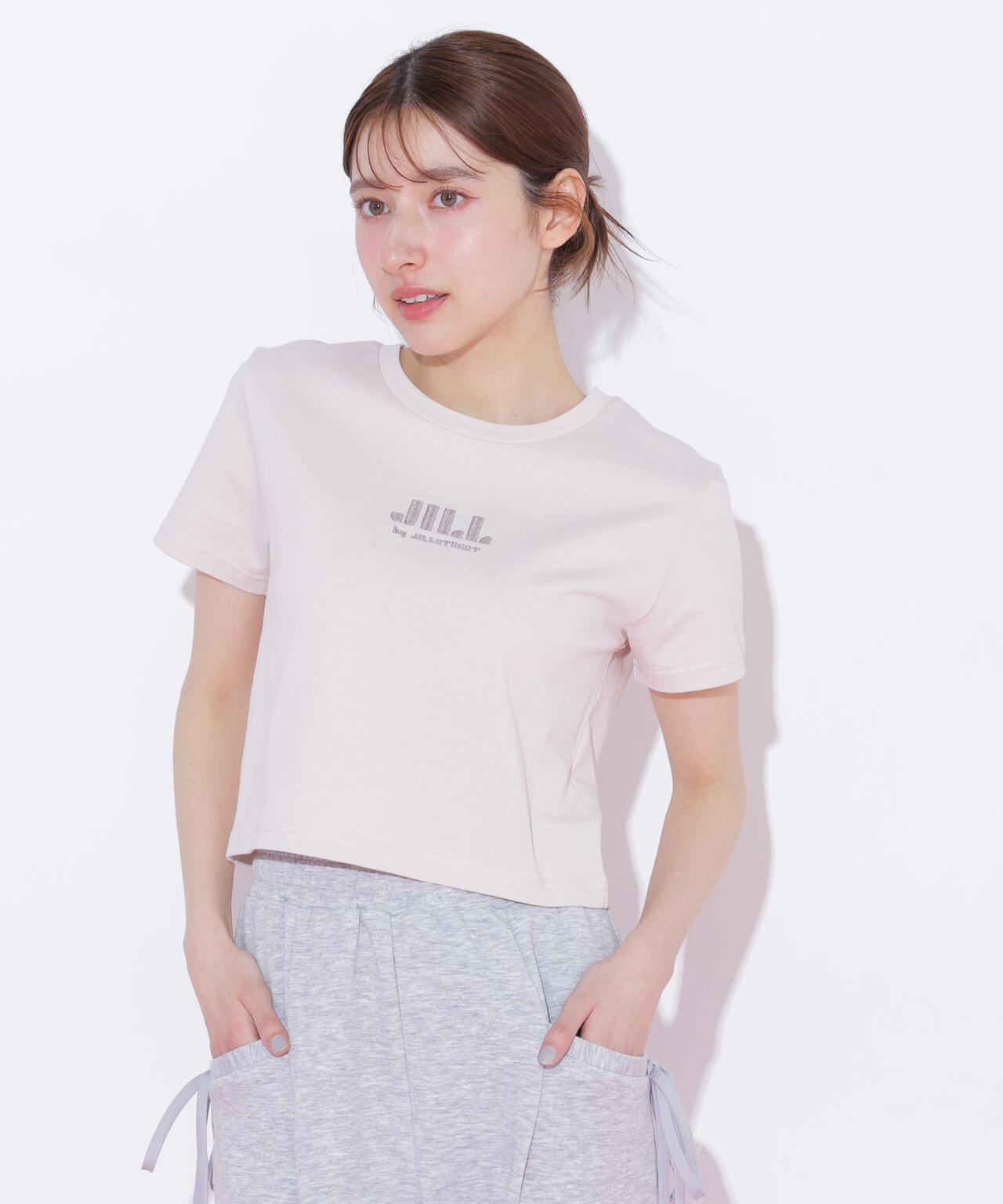 ショート丈刺繍ロゴTシャツオーガニックコットン