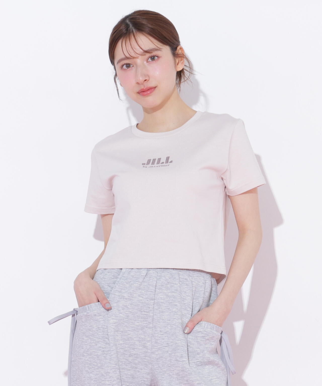 ショート丈刺繍ロゴTシャツオーガニックコットン