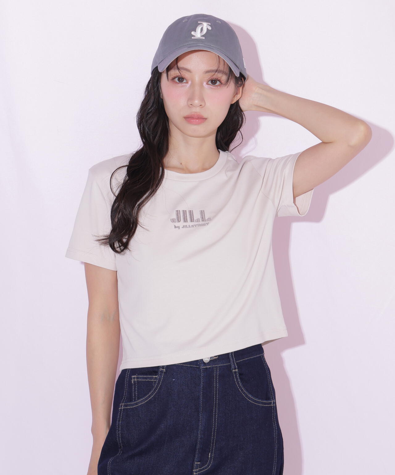 ショート丈刺繍ロゴTシャツオーガニックコットン