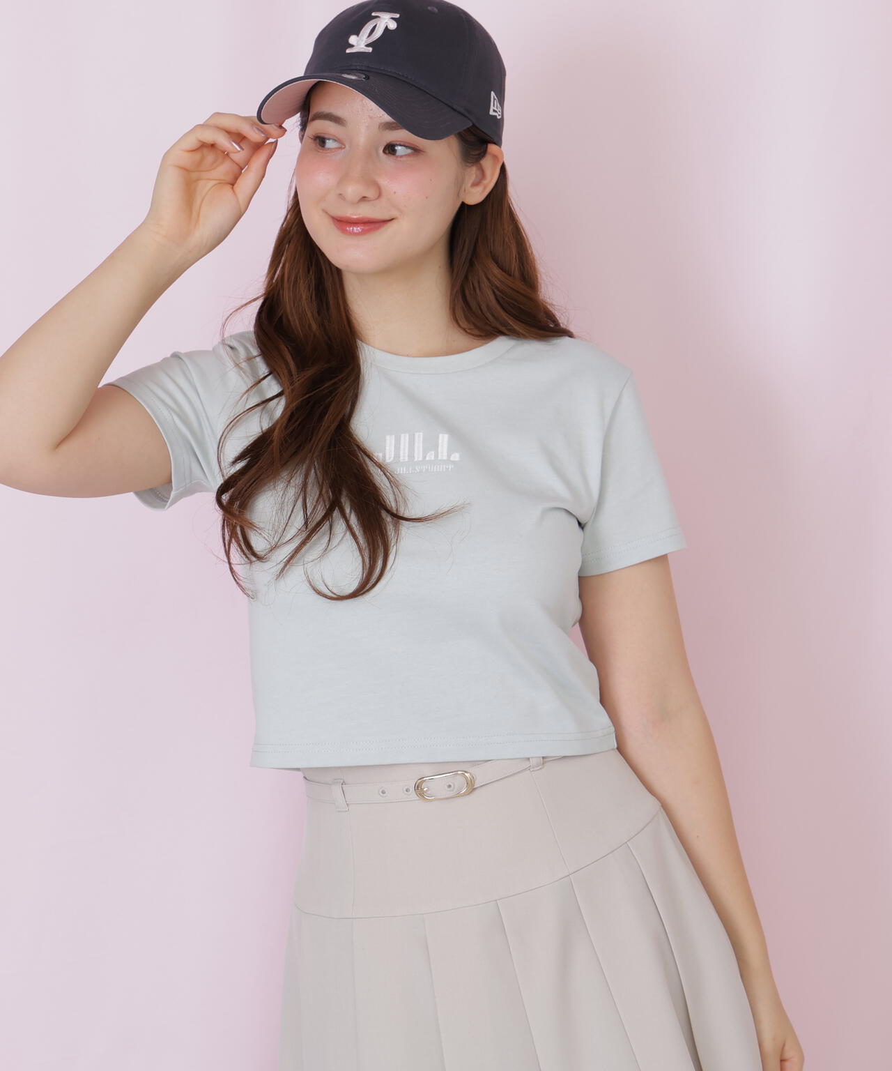 ショート丈刺繍ロゴTシャツオーガニックコットン