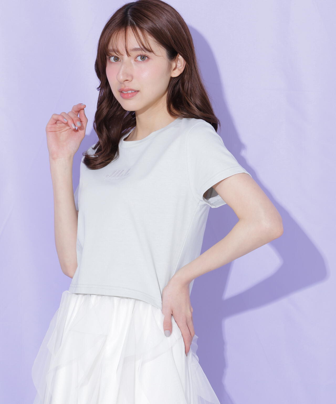 ショート丈刺繍ロゴTシャツオーガニックコットン