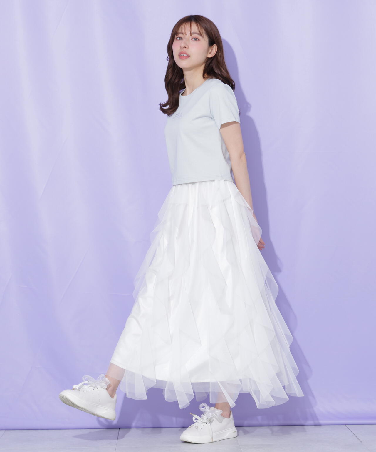 ショート丈刺繍ロゴTシャツオーガニックコットン