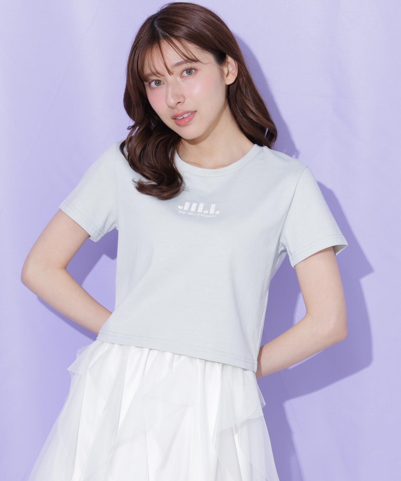 ショート丈刺繍ロゴTシャツオーガニックコットン