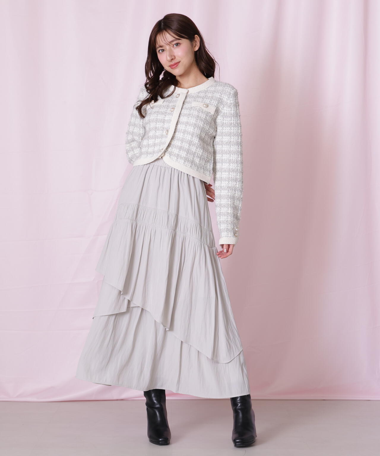 ラメミックスツィードニットジャケット