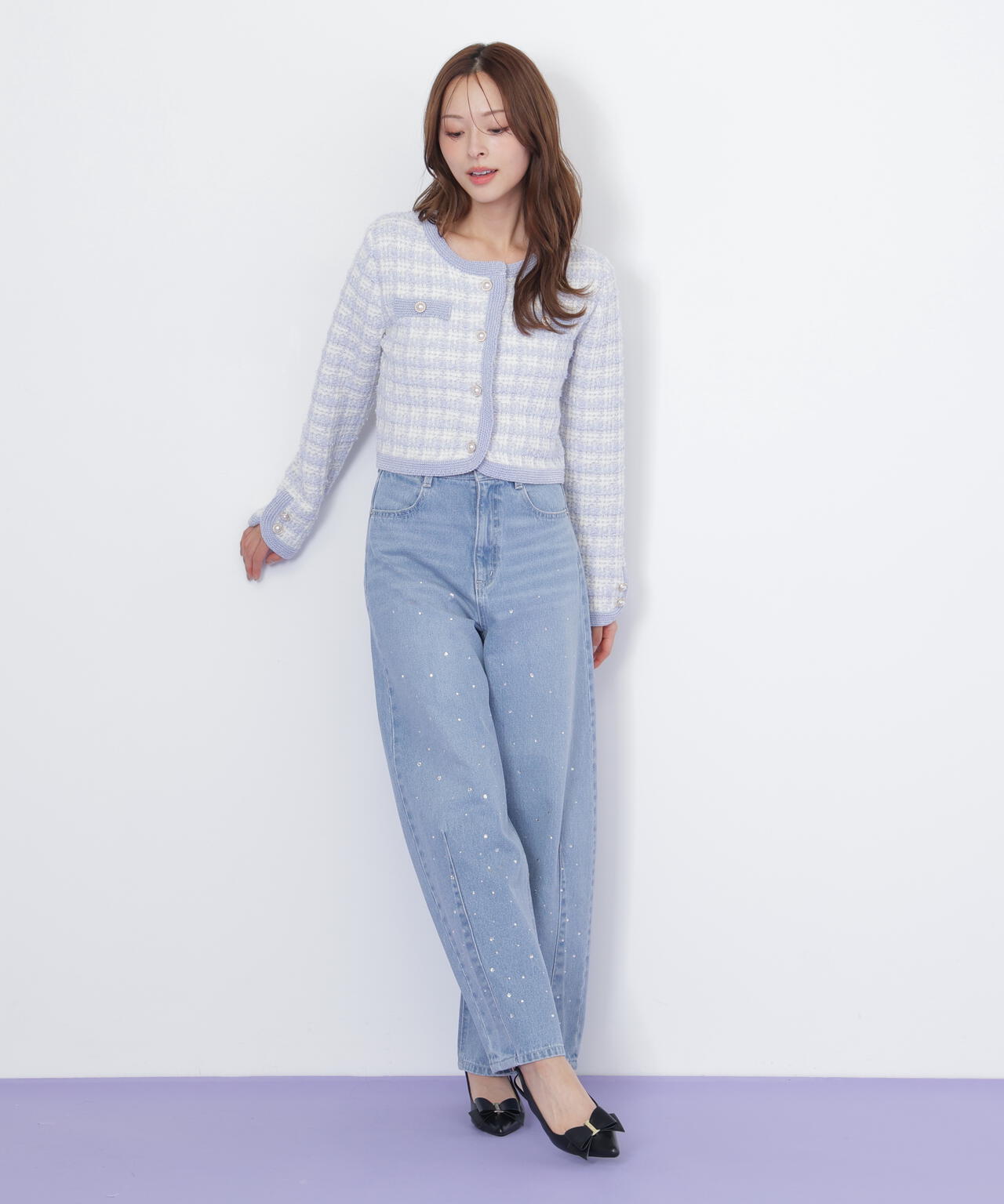 ラメミックスツィードニットジャケット