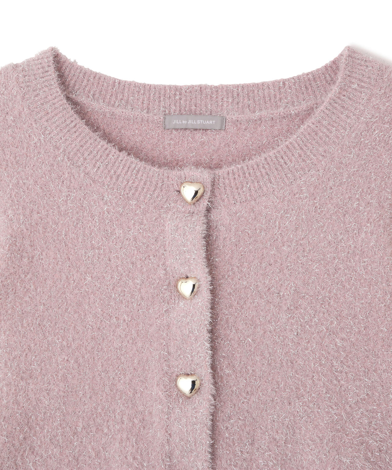 ハートボタンラメフェザーカーディガン