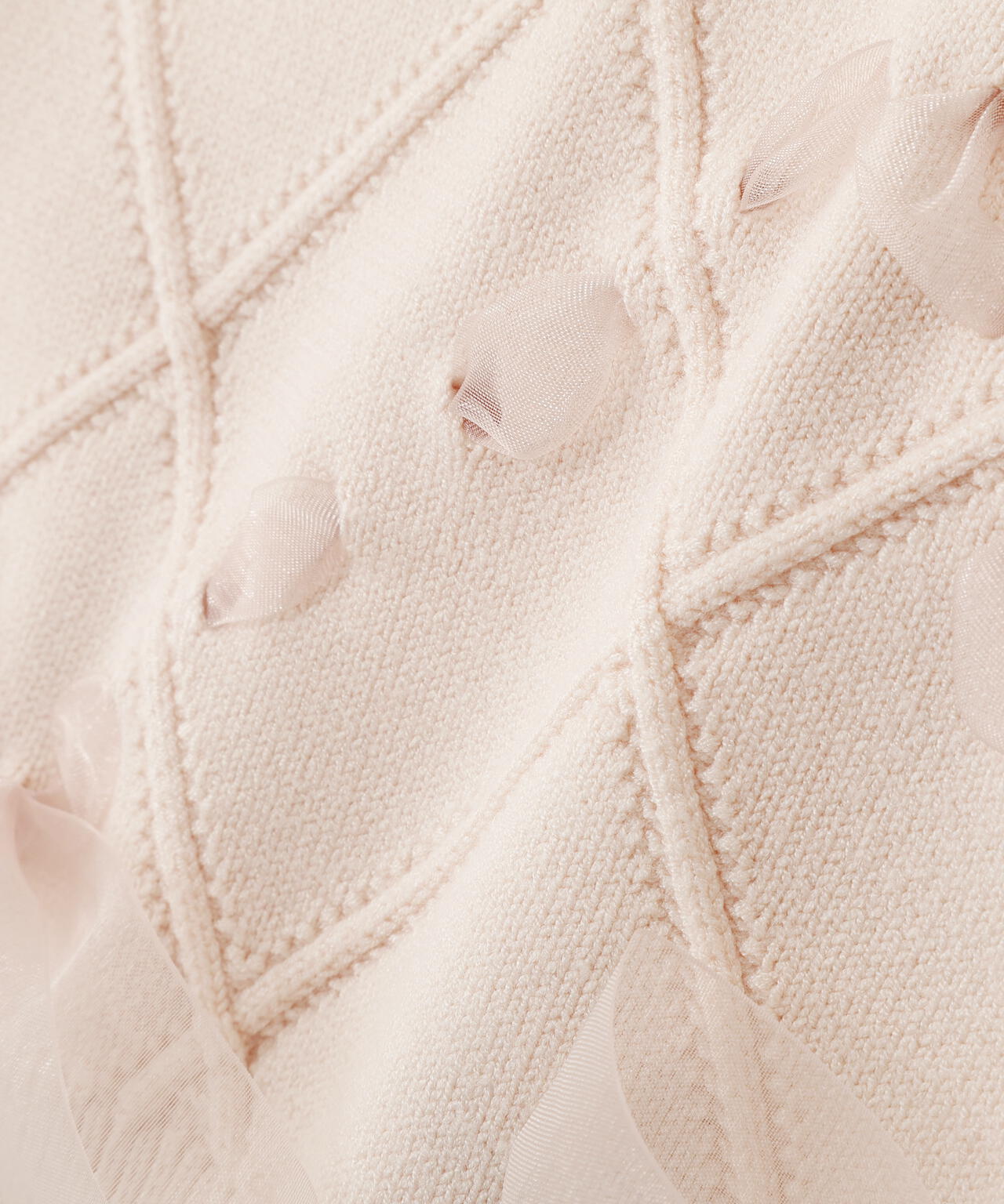 ダイヤ柄リボンニット