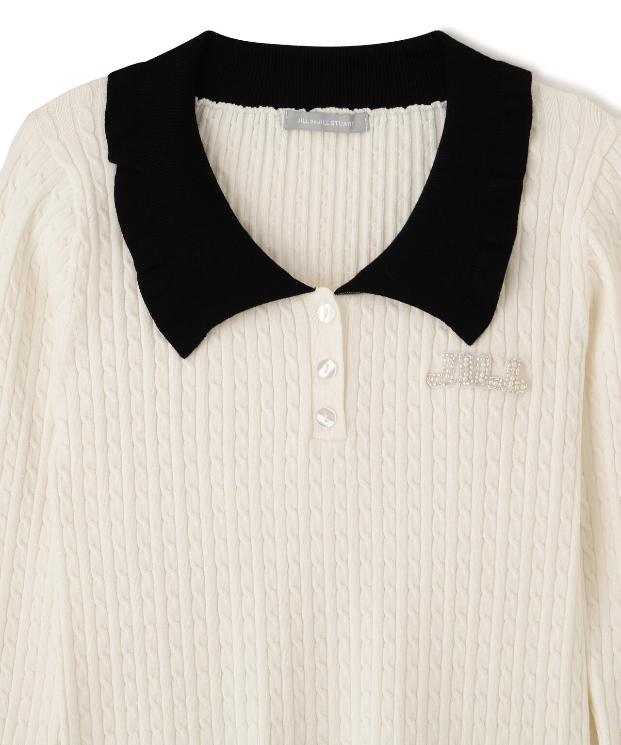 ビジューロゴケーブルニット