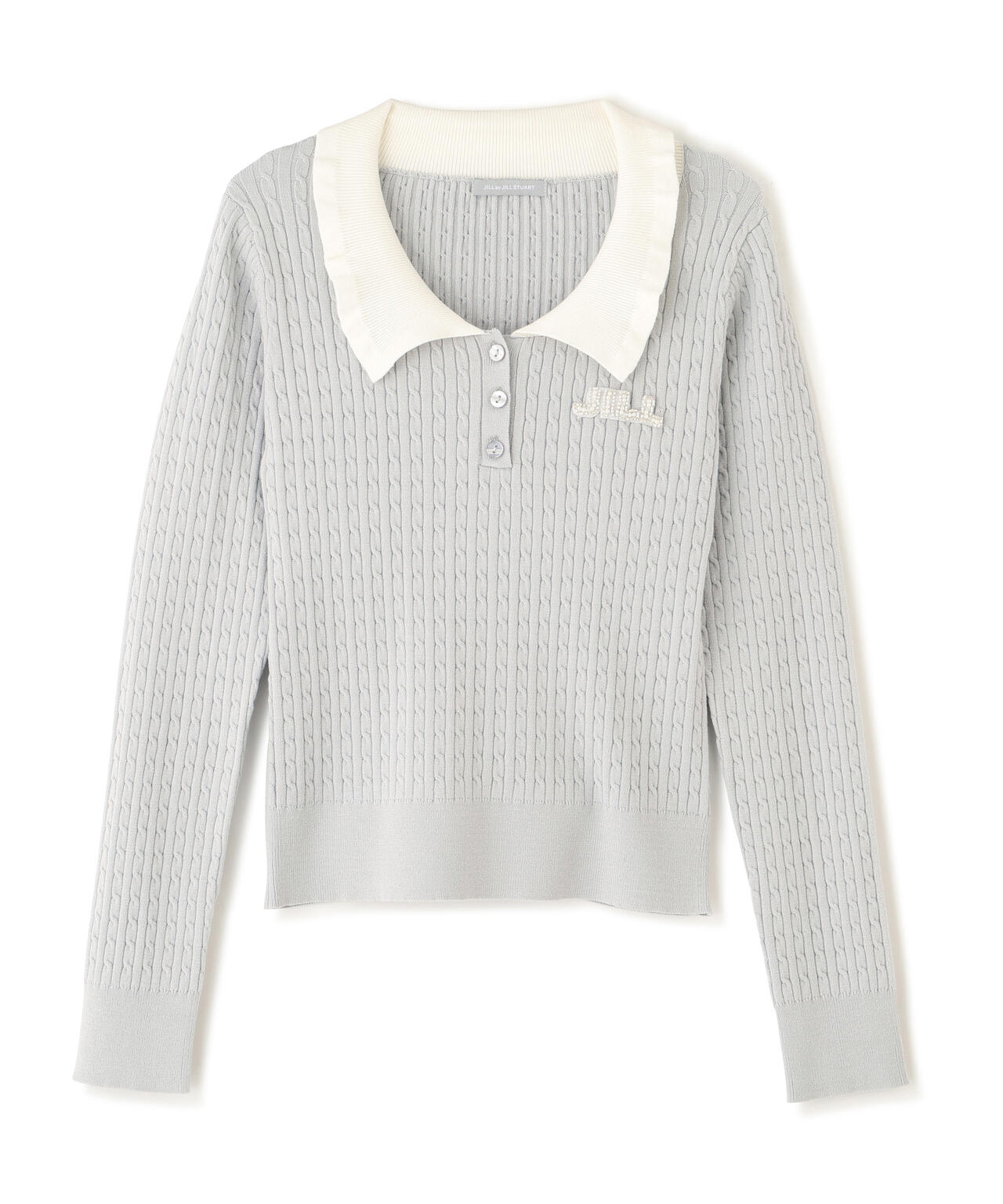 ビジューロゴケーブルニット