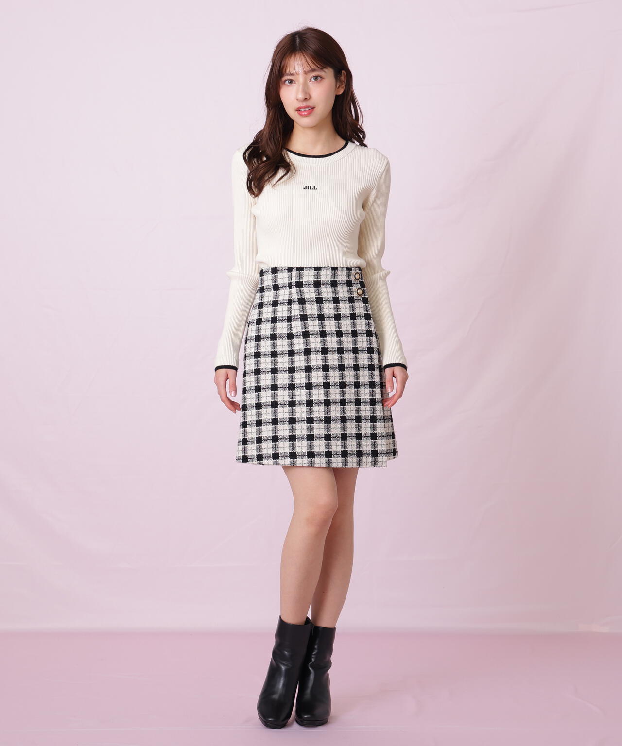 配色リブニット