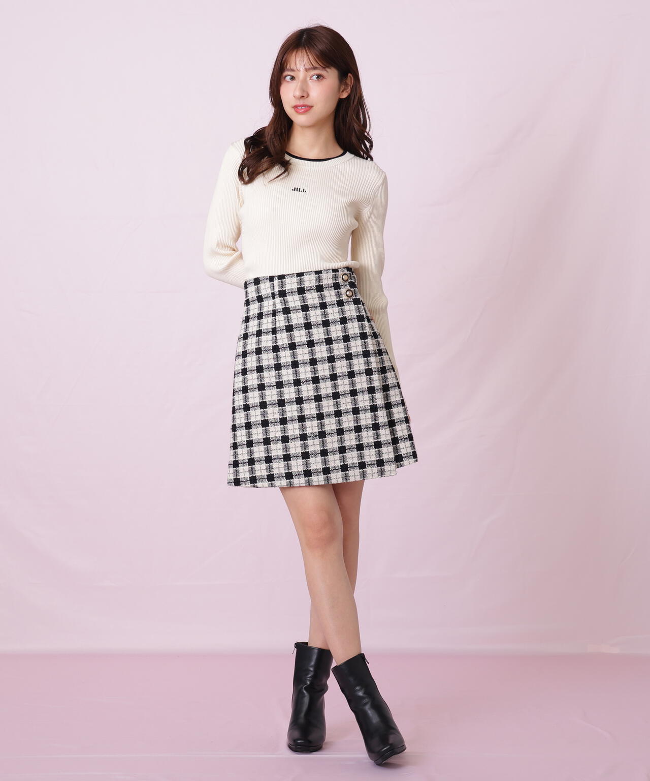 配色リブニット