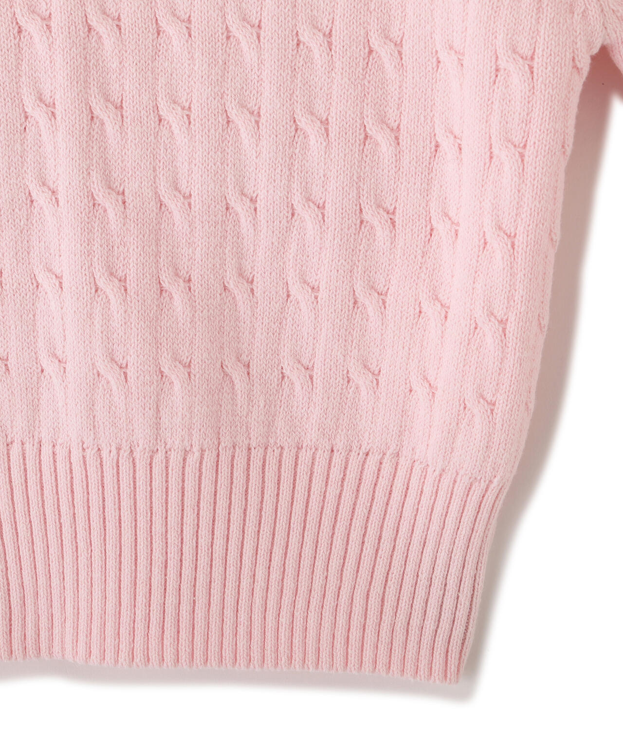 ポロ衿コットンブレンドケーブルニット