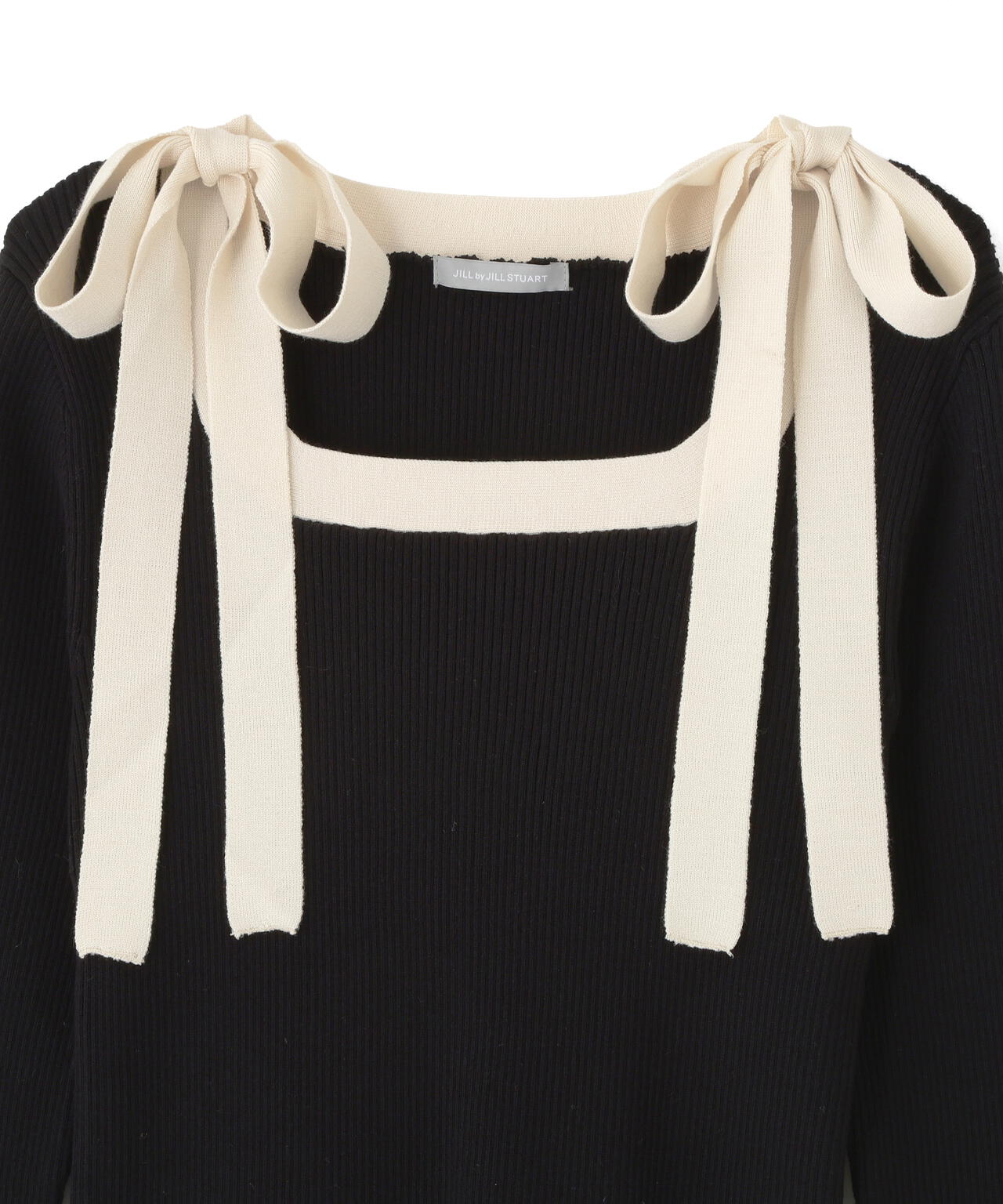 肩リボン配色ニット