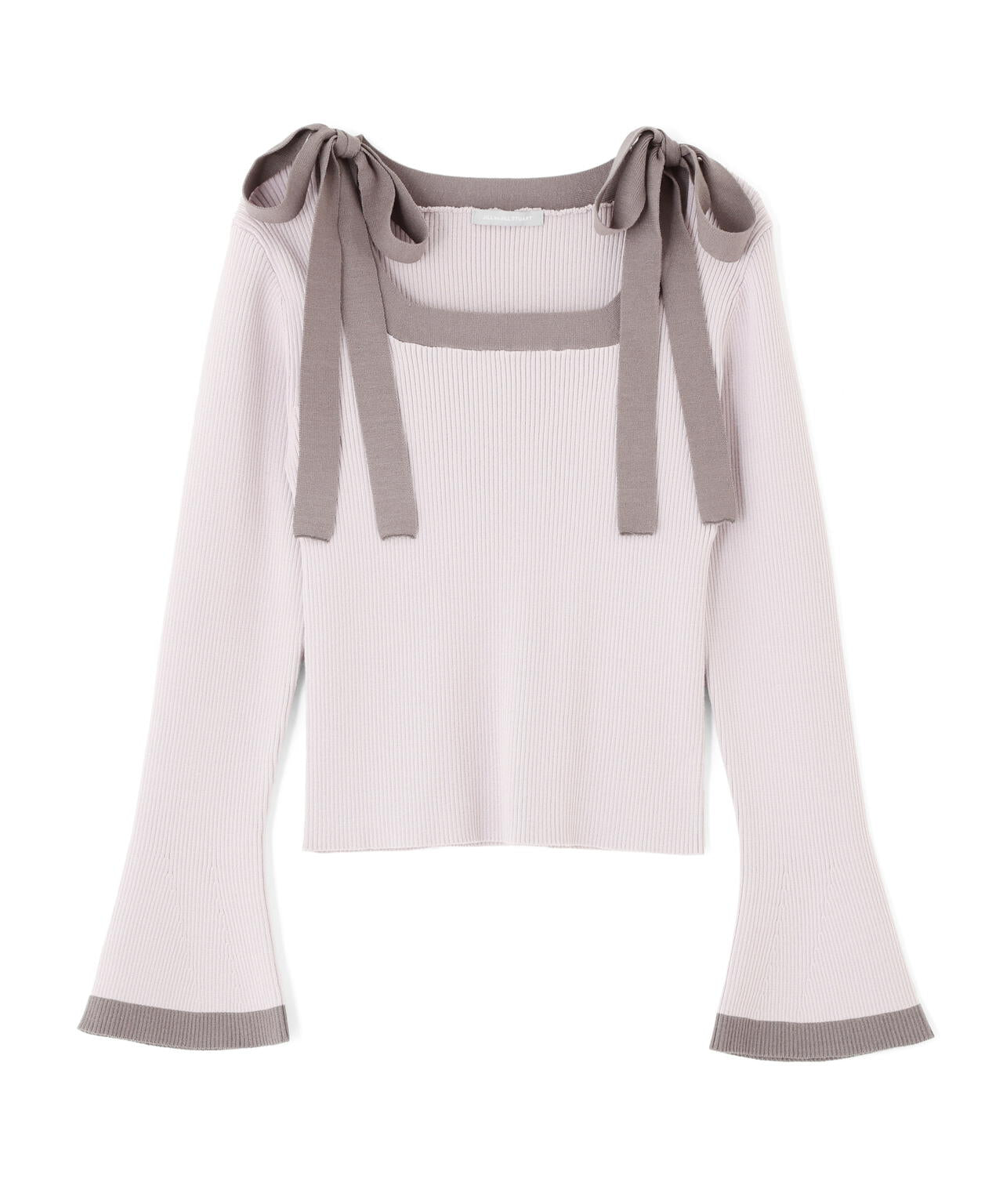 肩リボン配色ニット