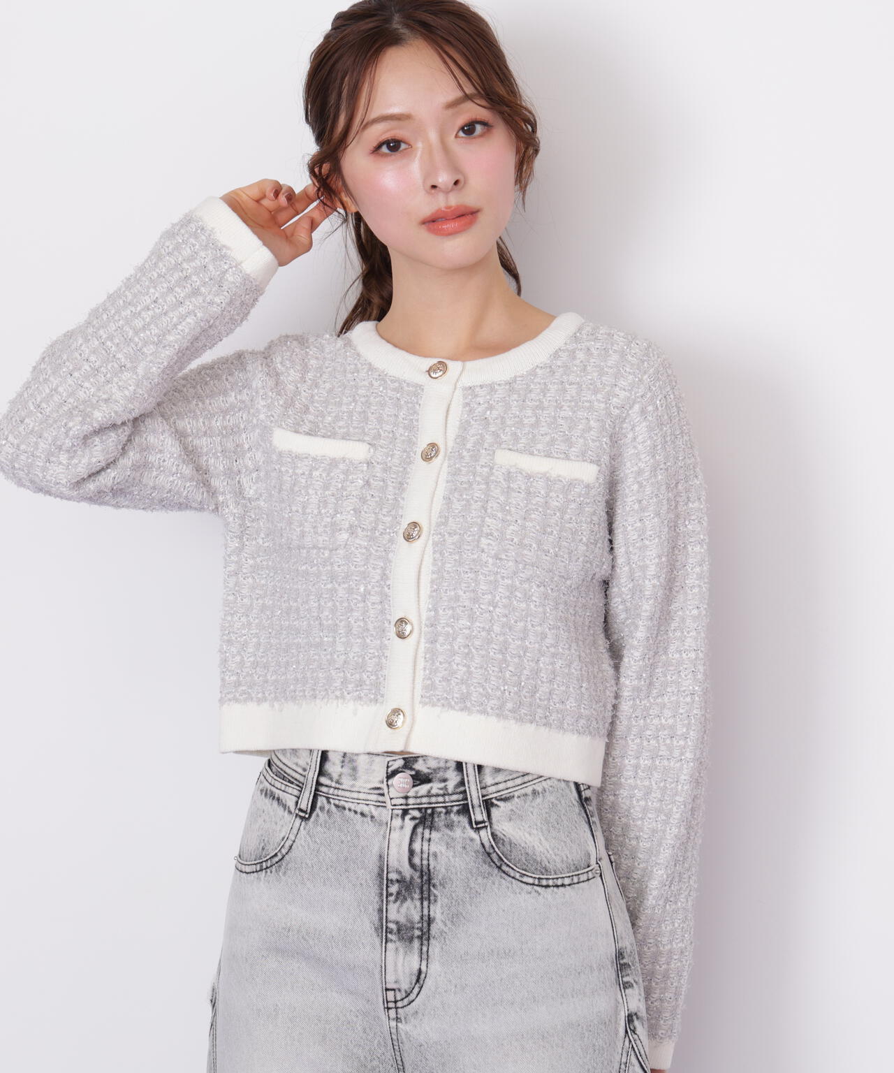 ミックスツイードニットジャケット