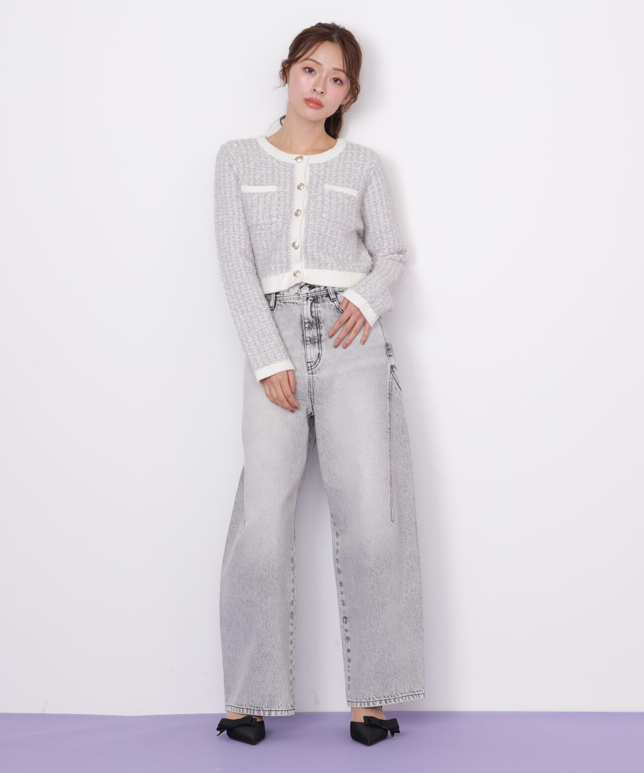 ミックスツイードニットジャケット