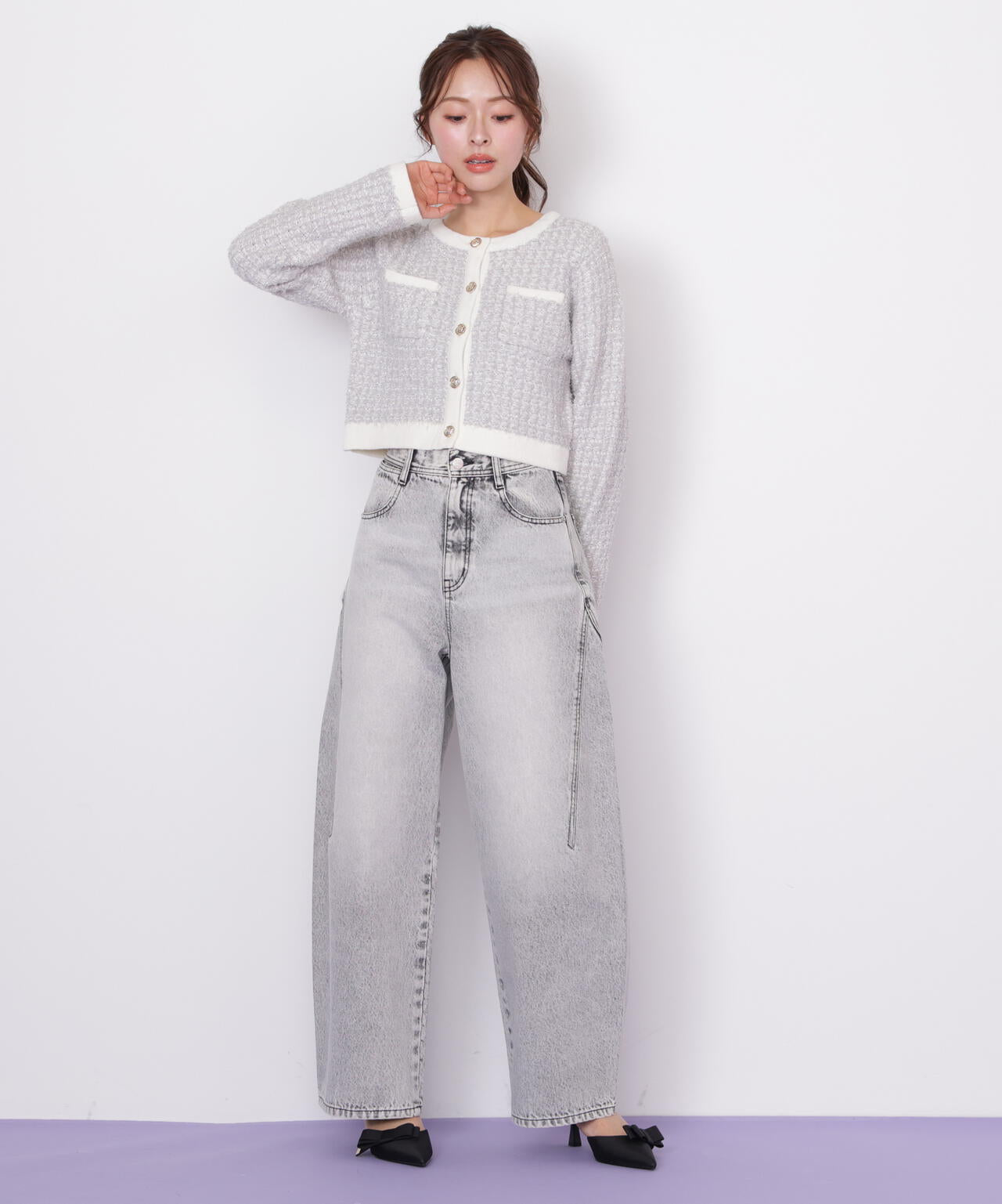 ミックスツイードニットジャケット