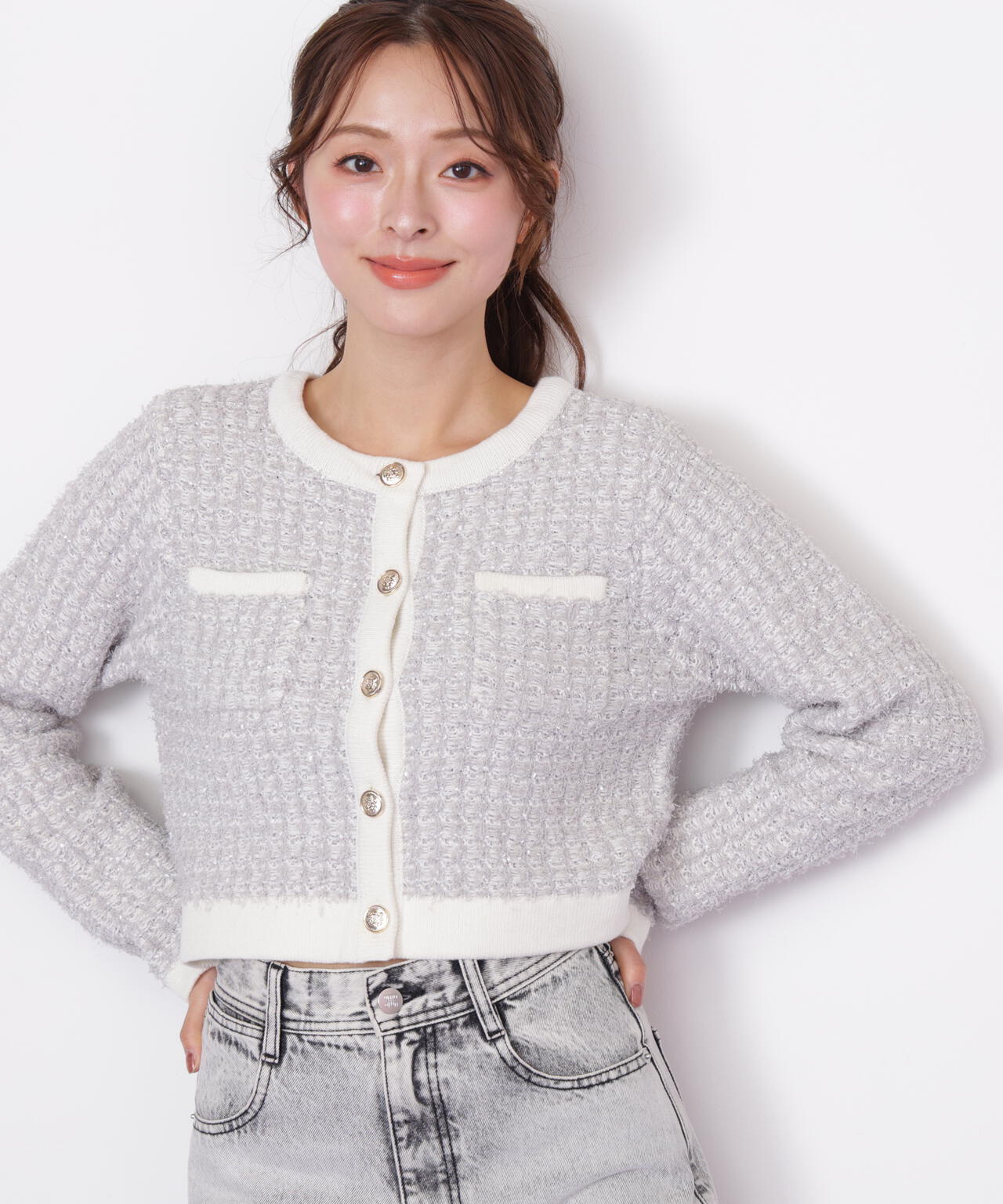 ミックスツイードニットジャケット