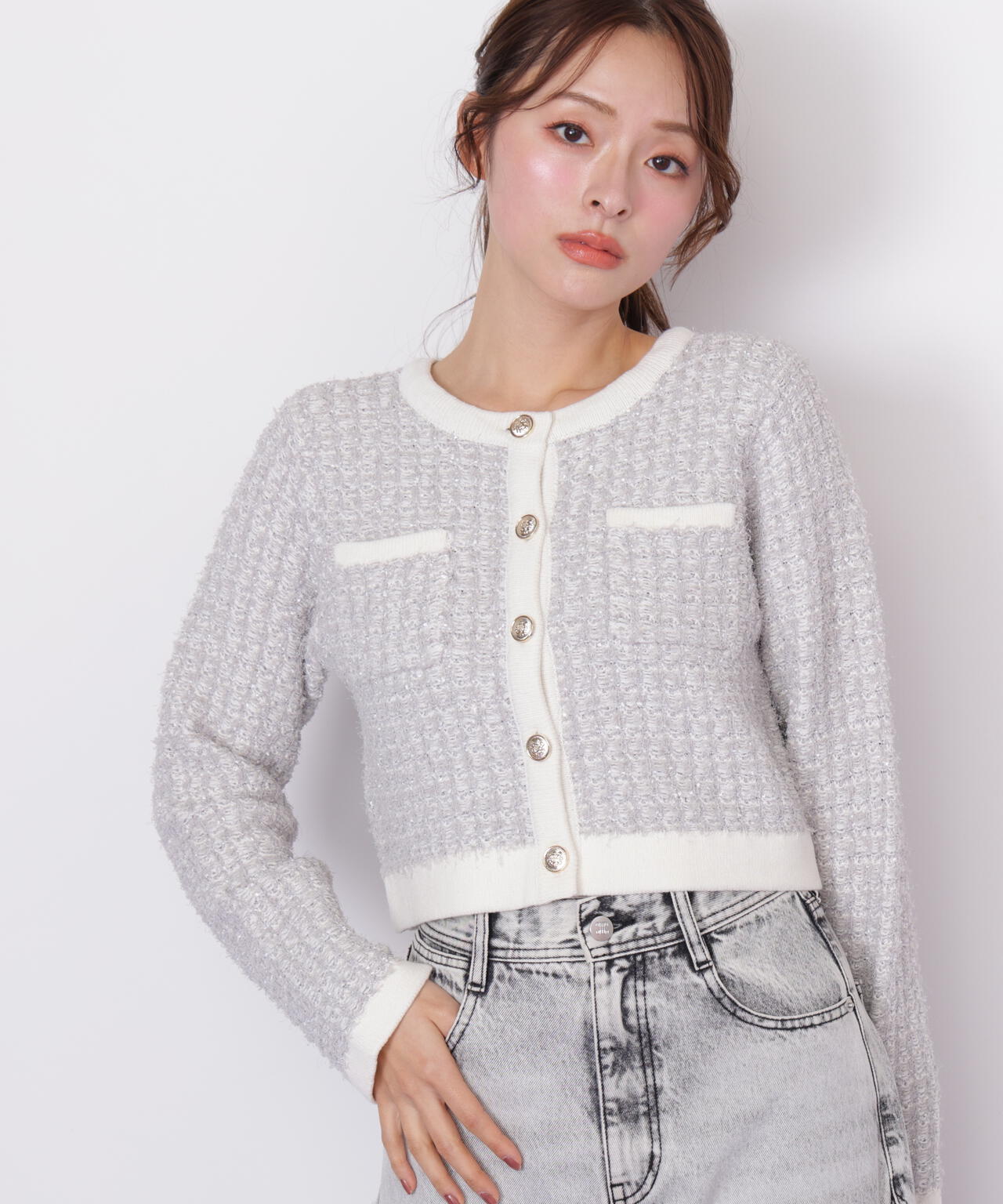 ミックスツイードニットジャケット