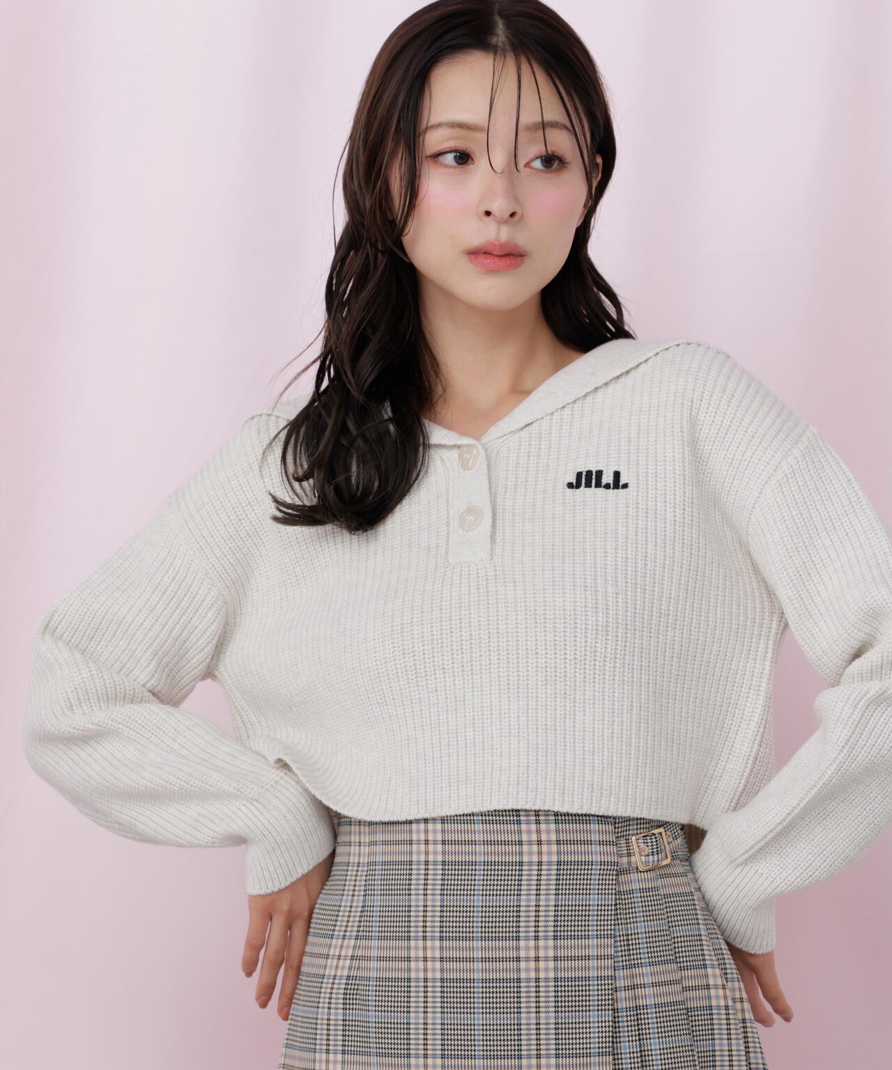 ビッグカラー畔ニット