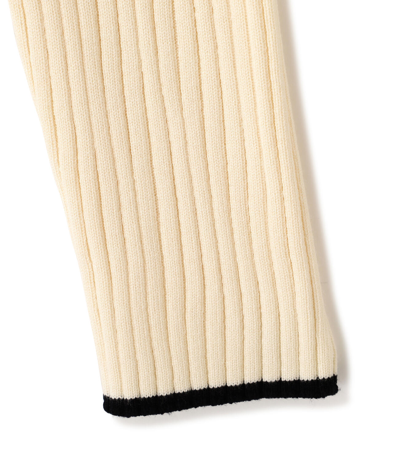 ポロ襟配色ラインリブニット