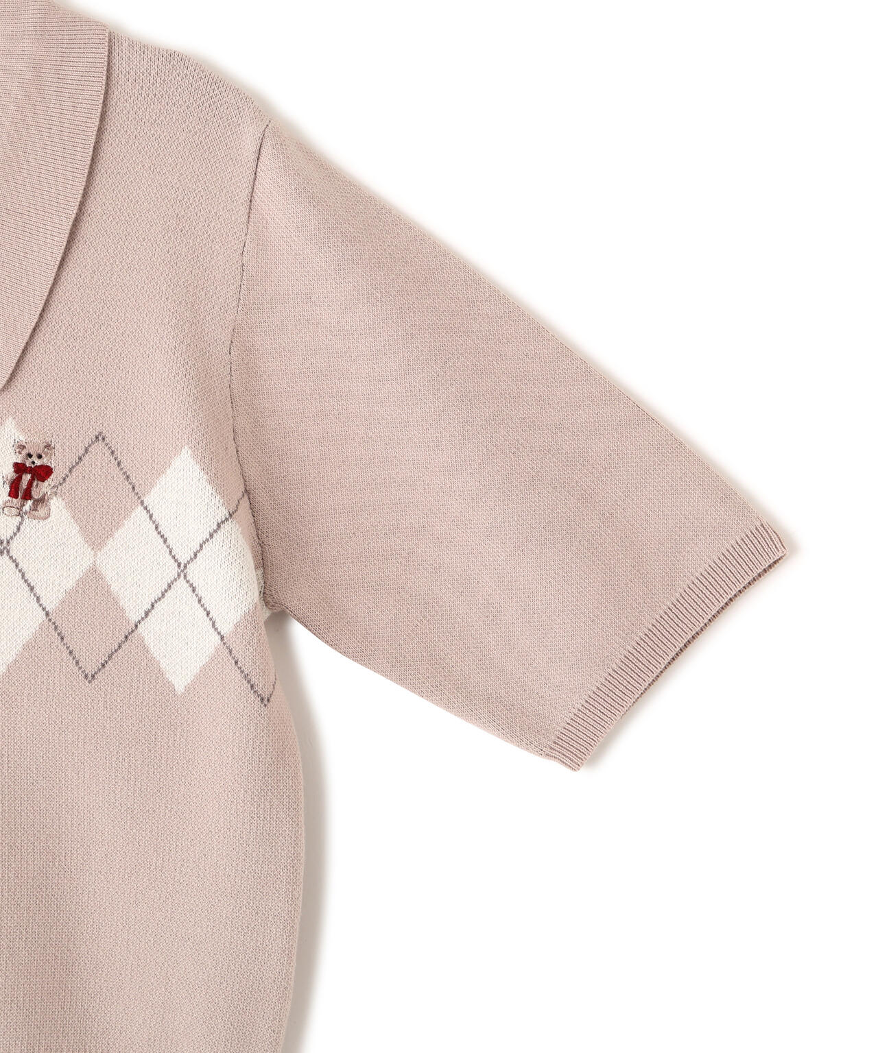 <BEARシリーズ>ポロ襟アーガイルニット