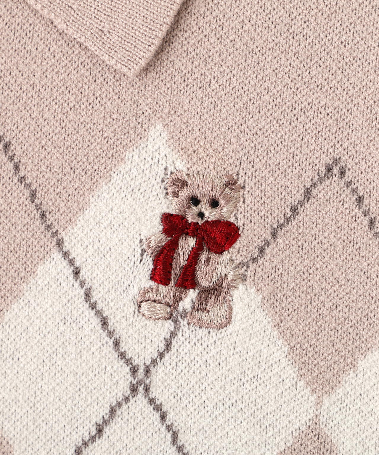 <BEARシリーズ>ポロ襟アーガイルニット