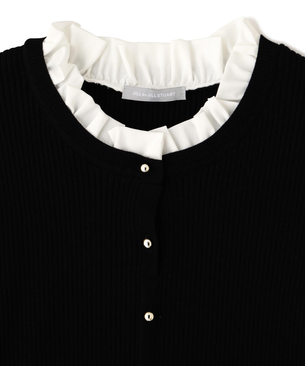 フリルカラーリブニット