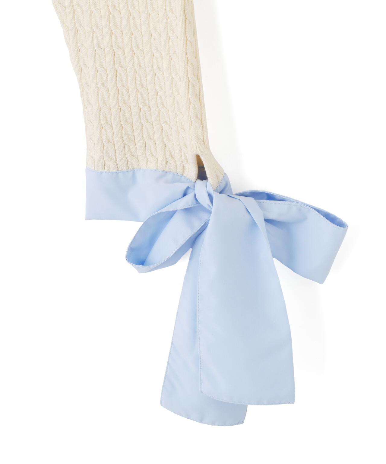 袖リボンケーブルカーディガン