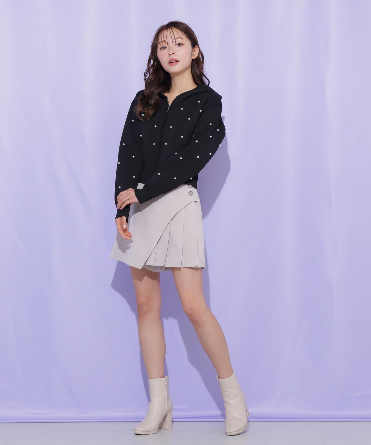 ランダムパールニットフーディー