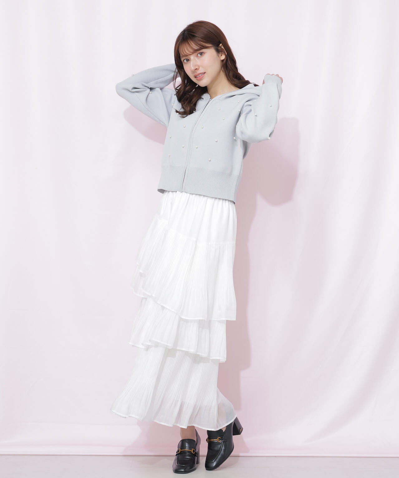 ランダムパールニットフーディー