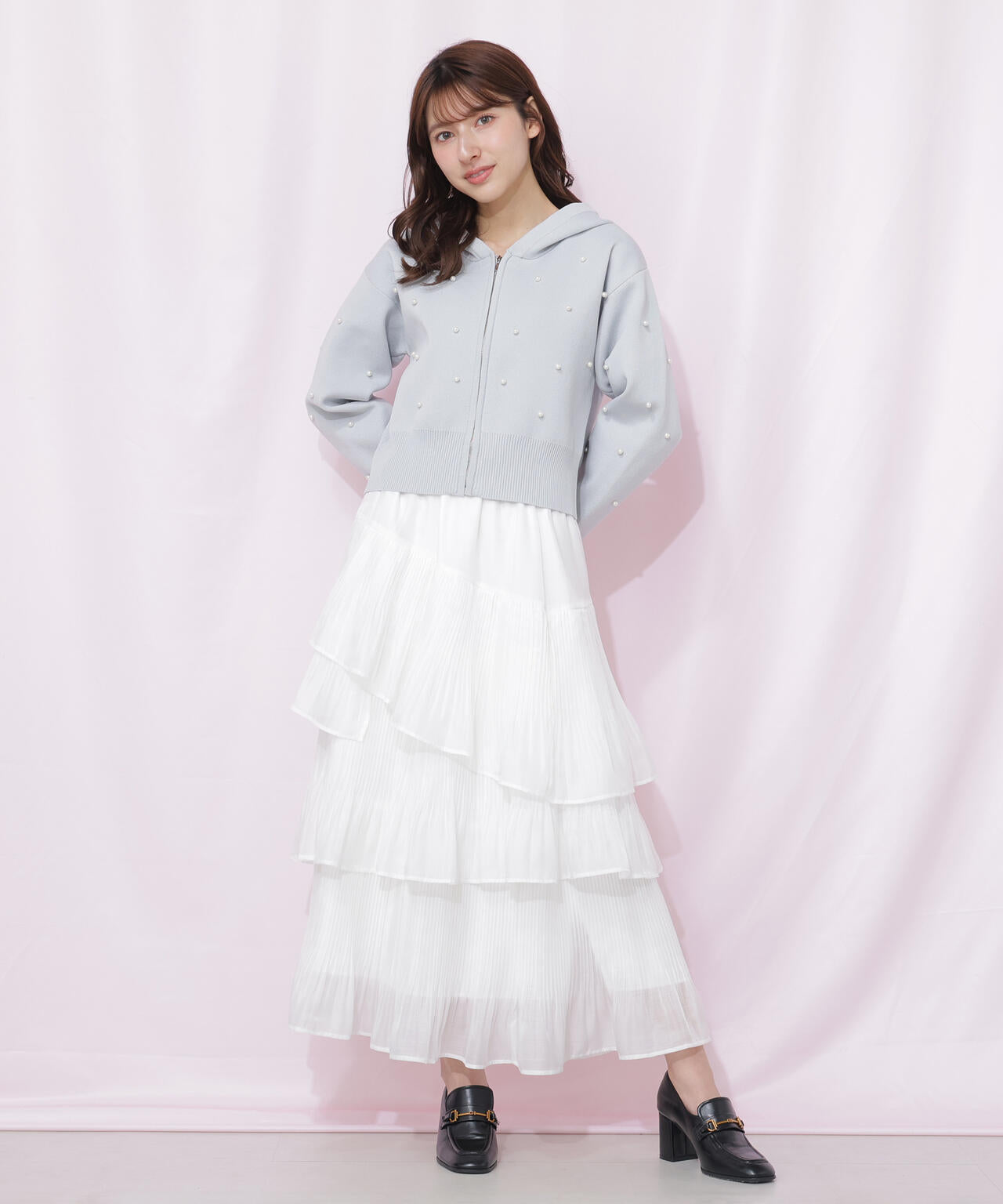 ランダムパールニットフーディー