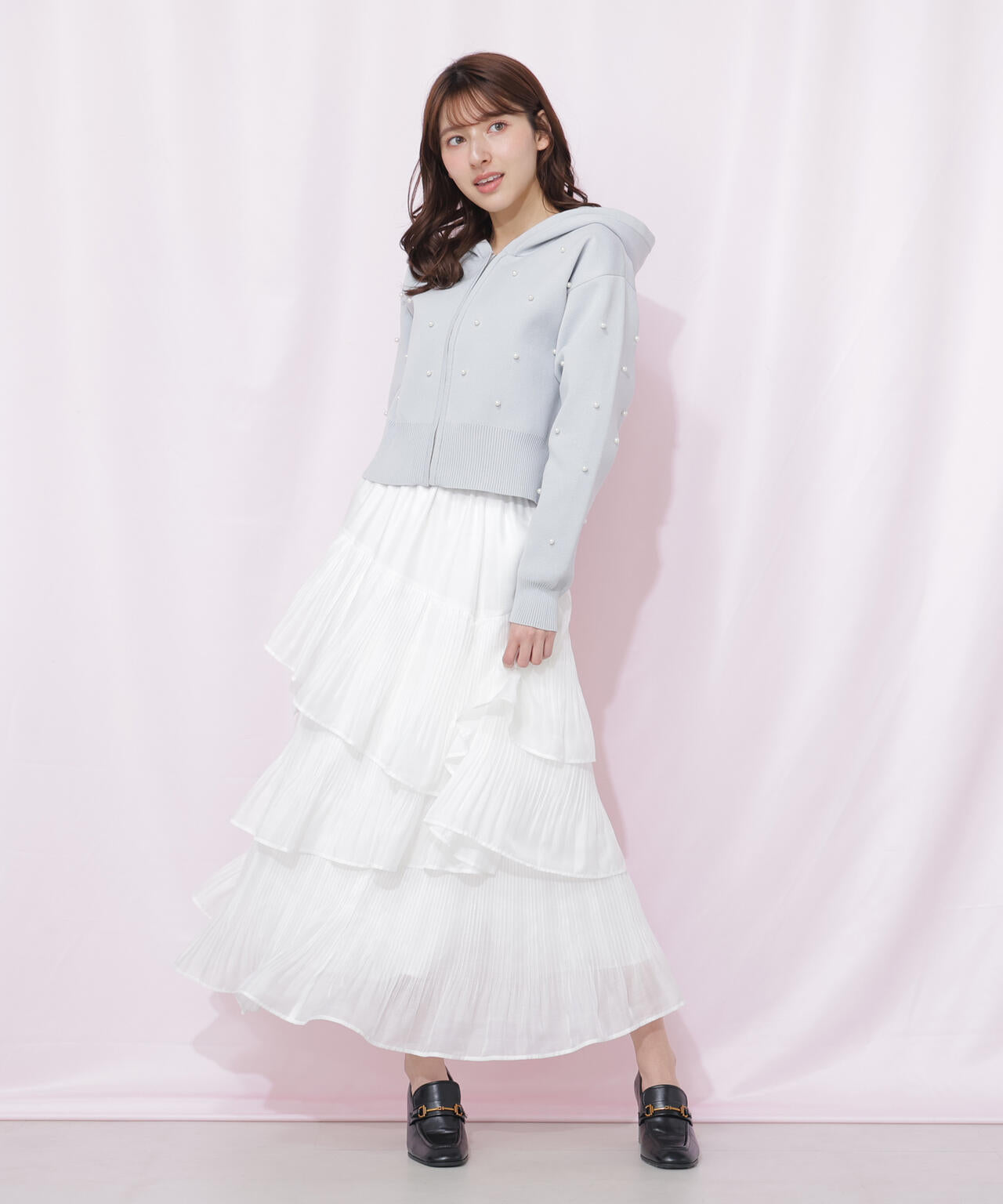 ランダムパールニットフーディー