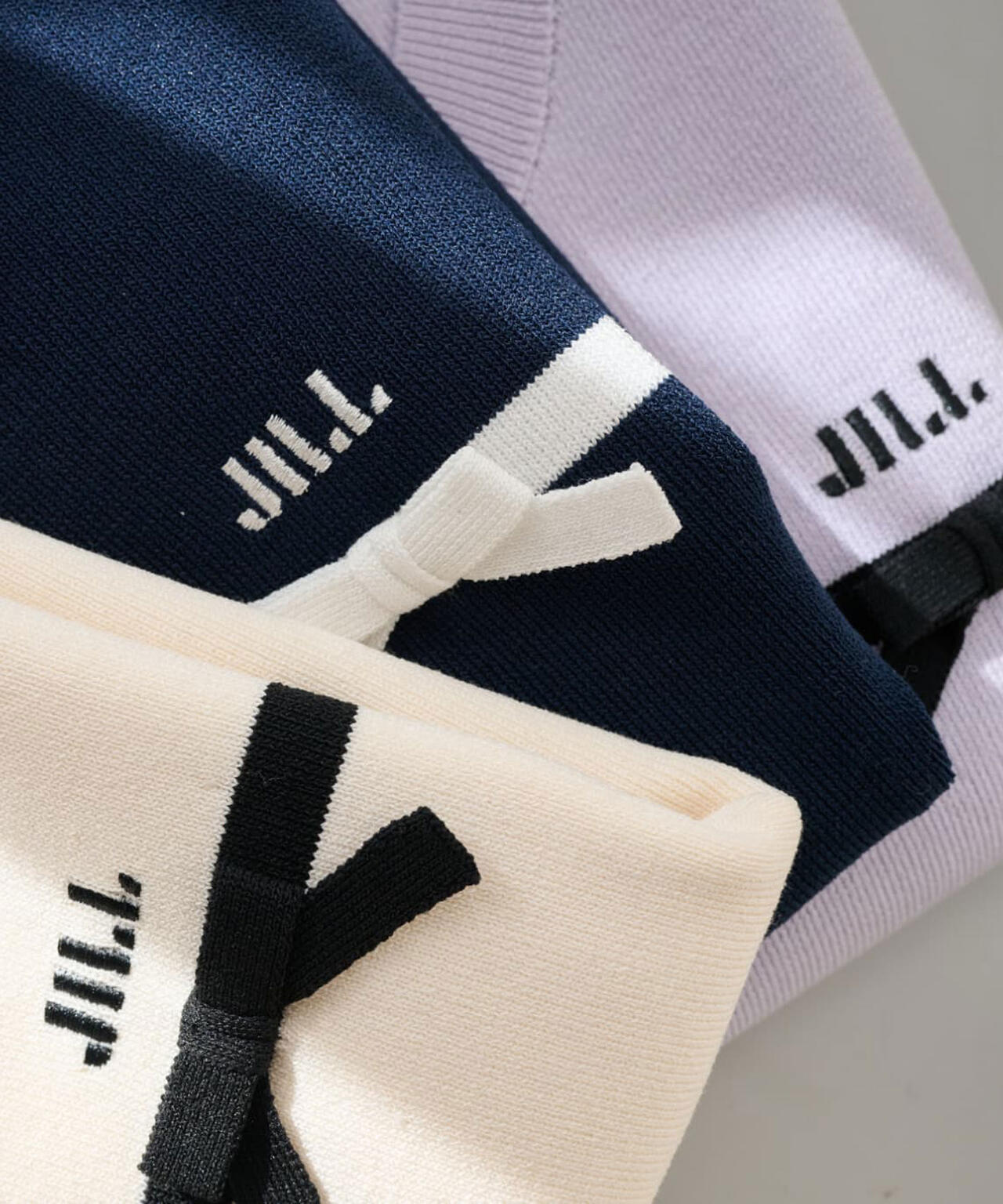 ラインリボン半袖ニット