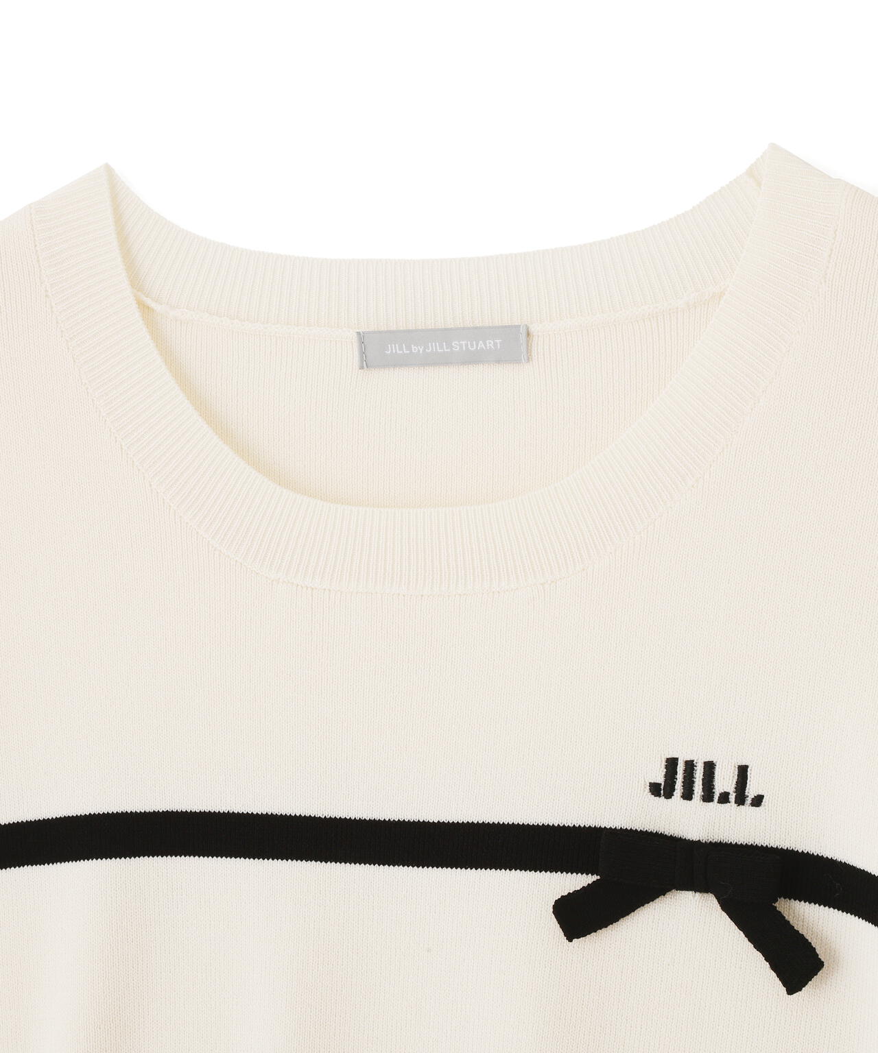 ラインリボン半袖ニット