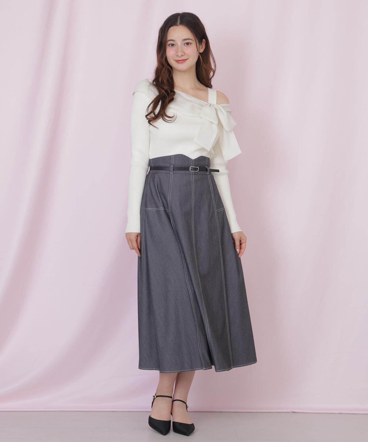 アシメリボンニット