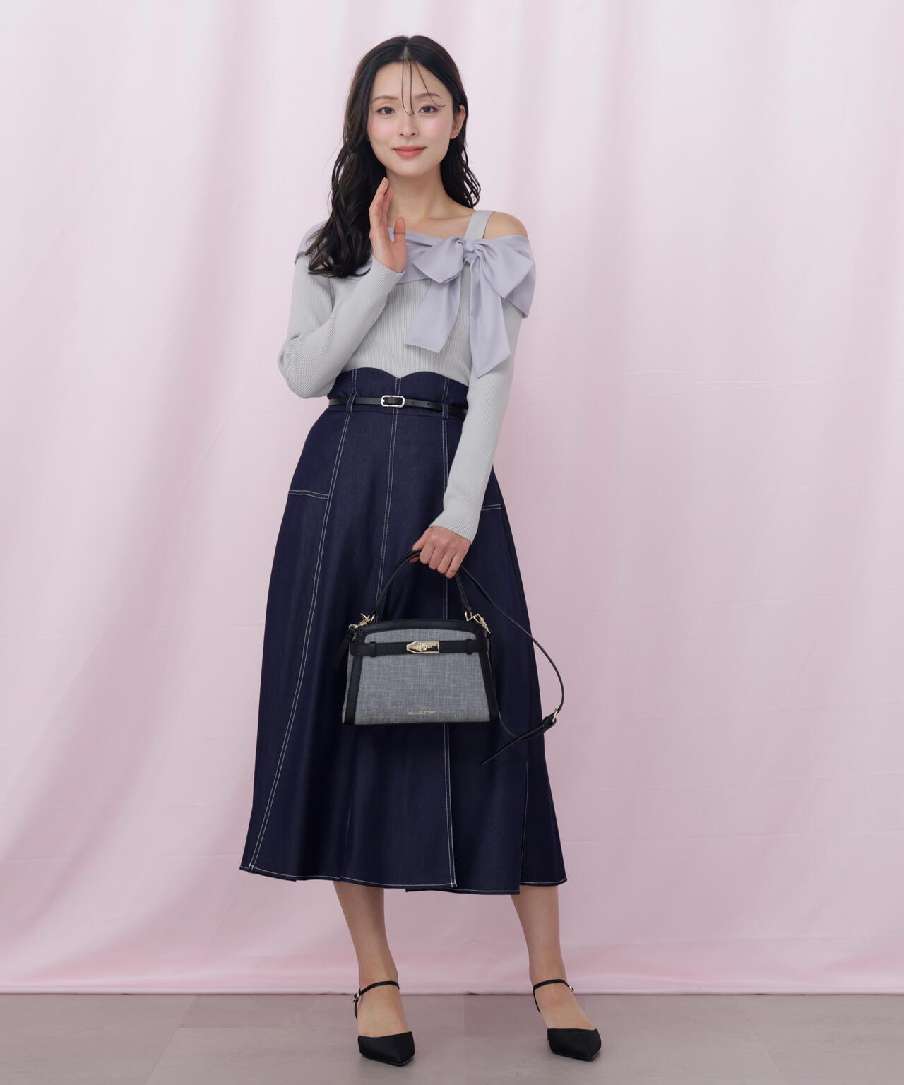 アシメリボンニット