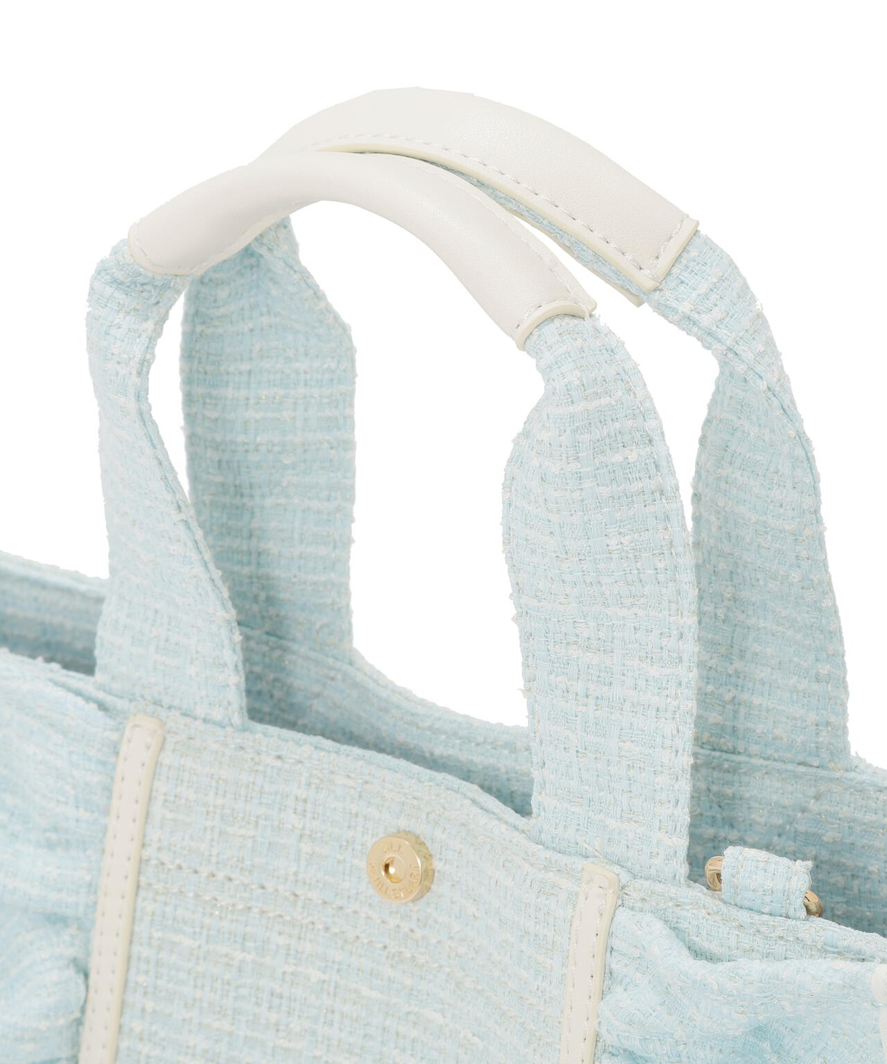 パステルツイードフレームフリルトートバッグ