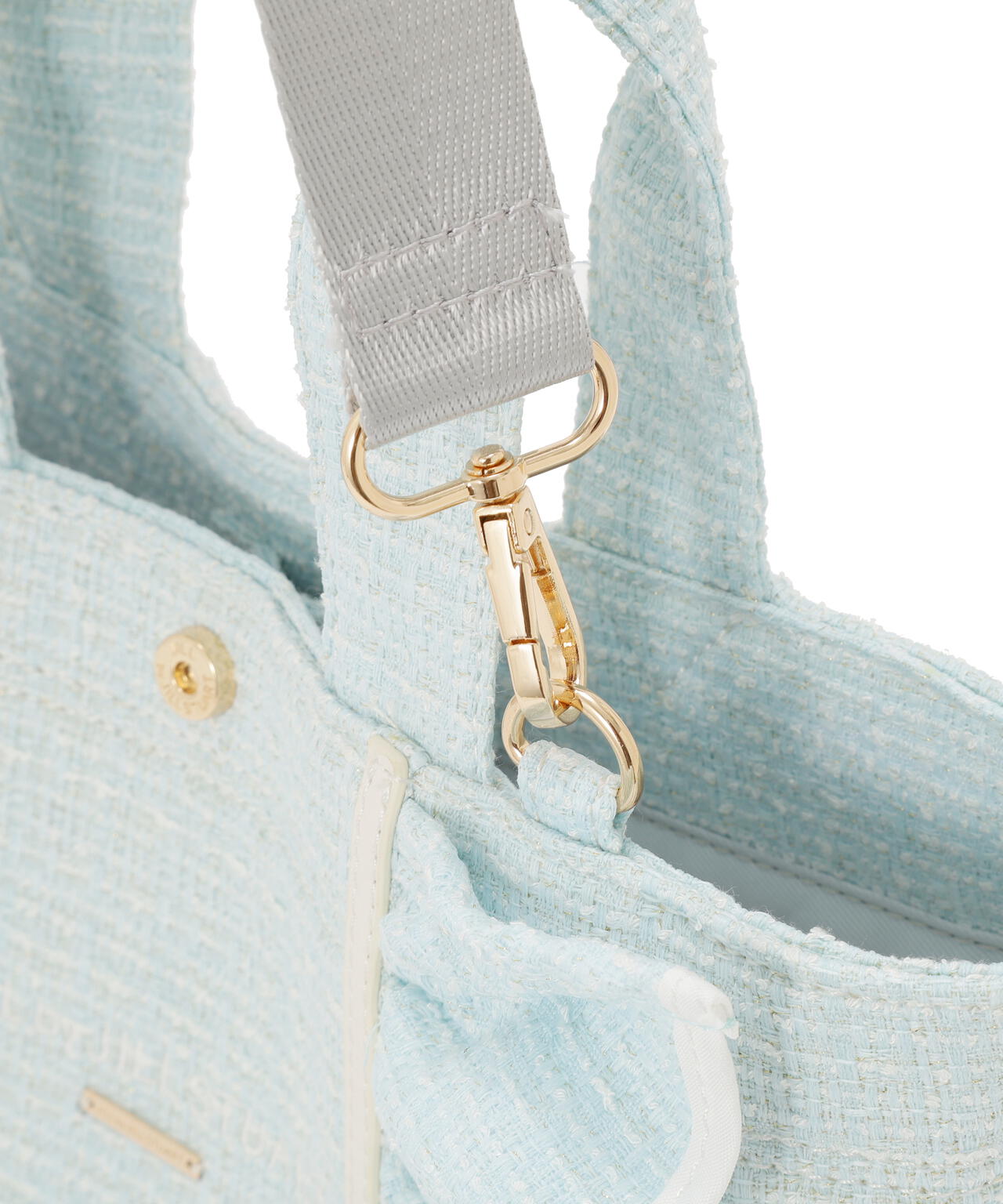 パステルツイードフレームフリルトートバッグ