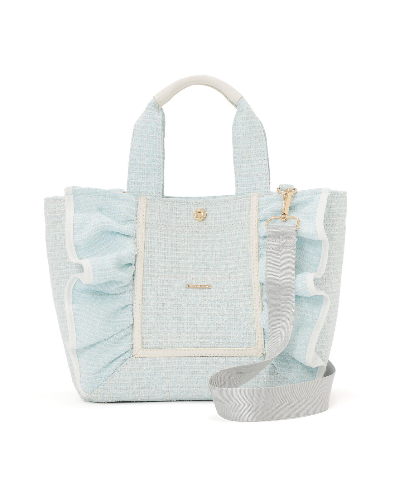 パステルツイードフレームフリルトートバッグ