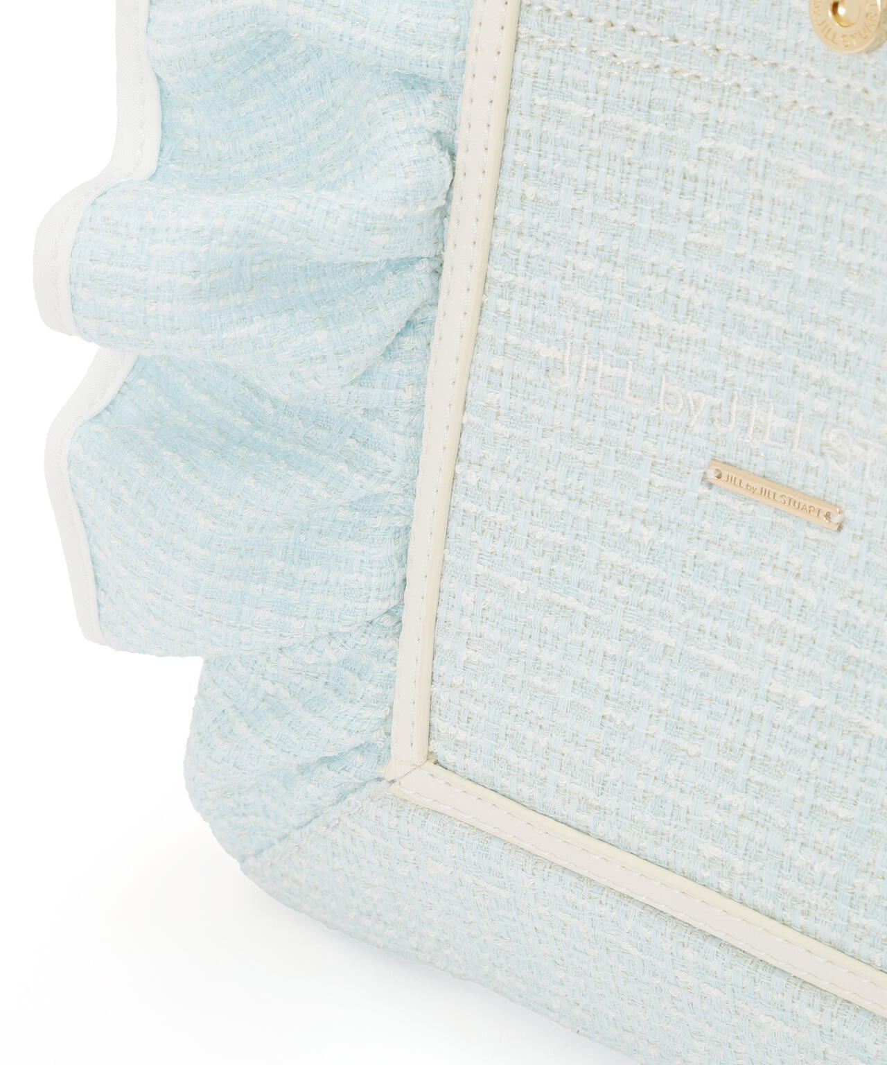 パステルツイードフレームフリルトートバッグ